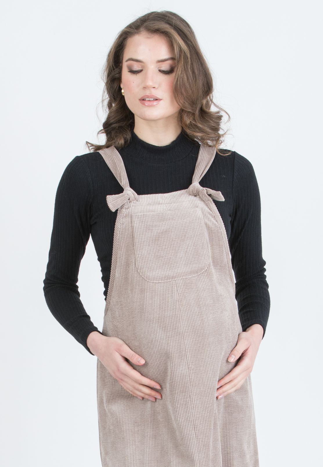 PAMELA – Maternity Corduroy Pinafore (Tortora)