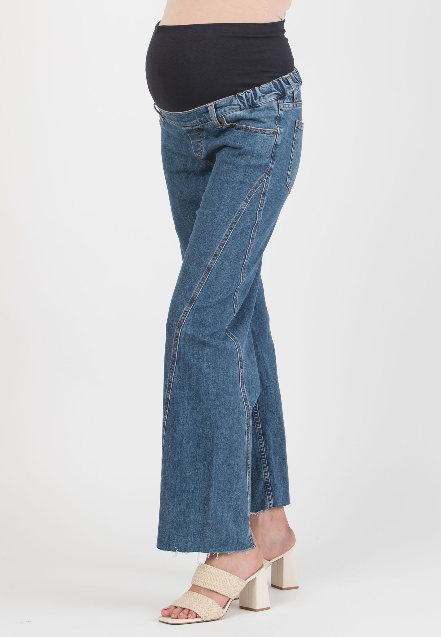 DAJANA - Jeans Premaman a Gamba Ampia con Dettaglio Spicchio (Blu Cobalto, XS)