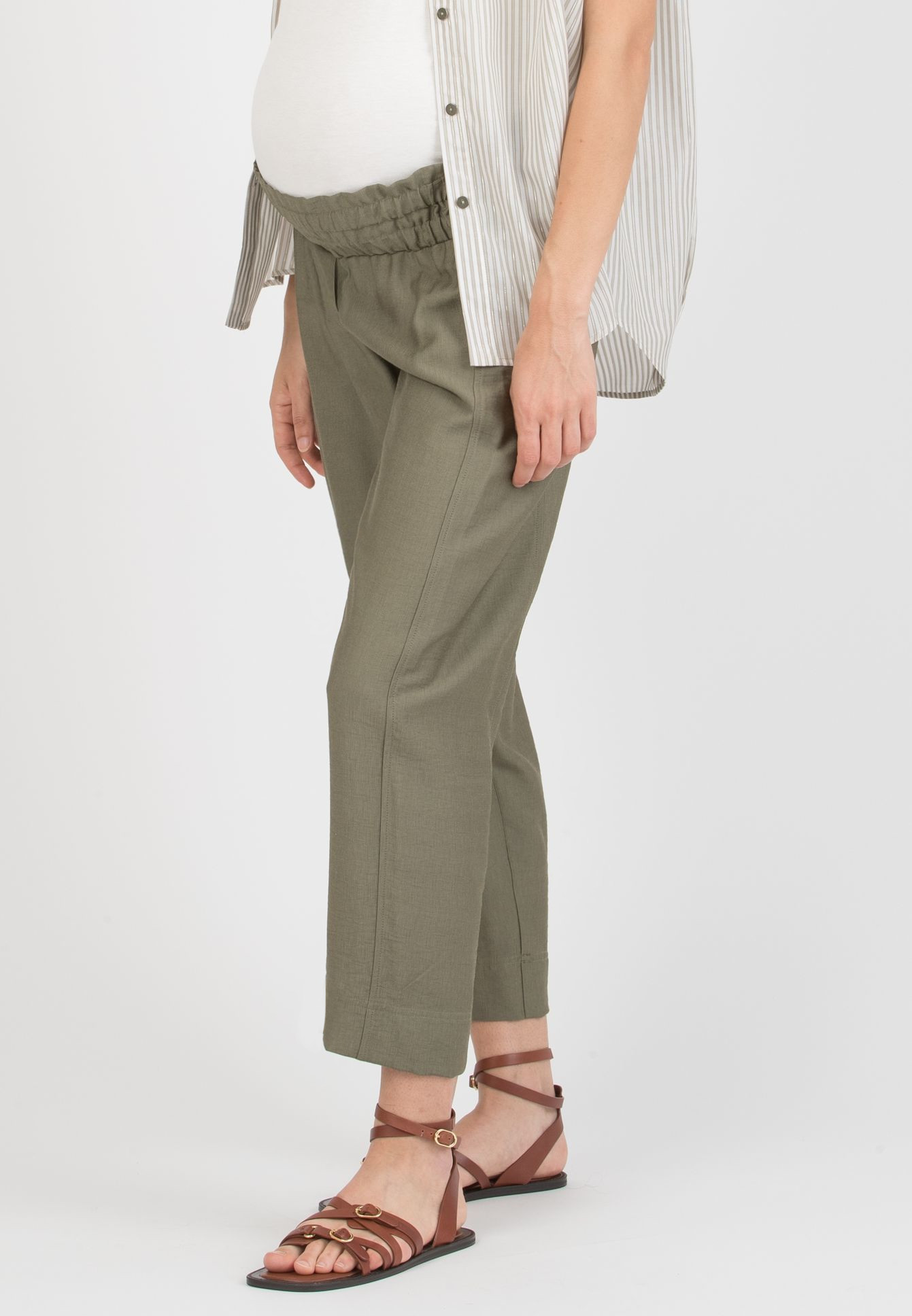 JADEN – Maternity Viscose Trousers with Elastic Waist (Verde Militare)