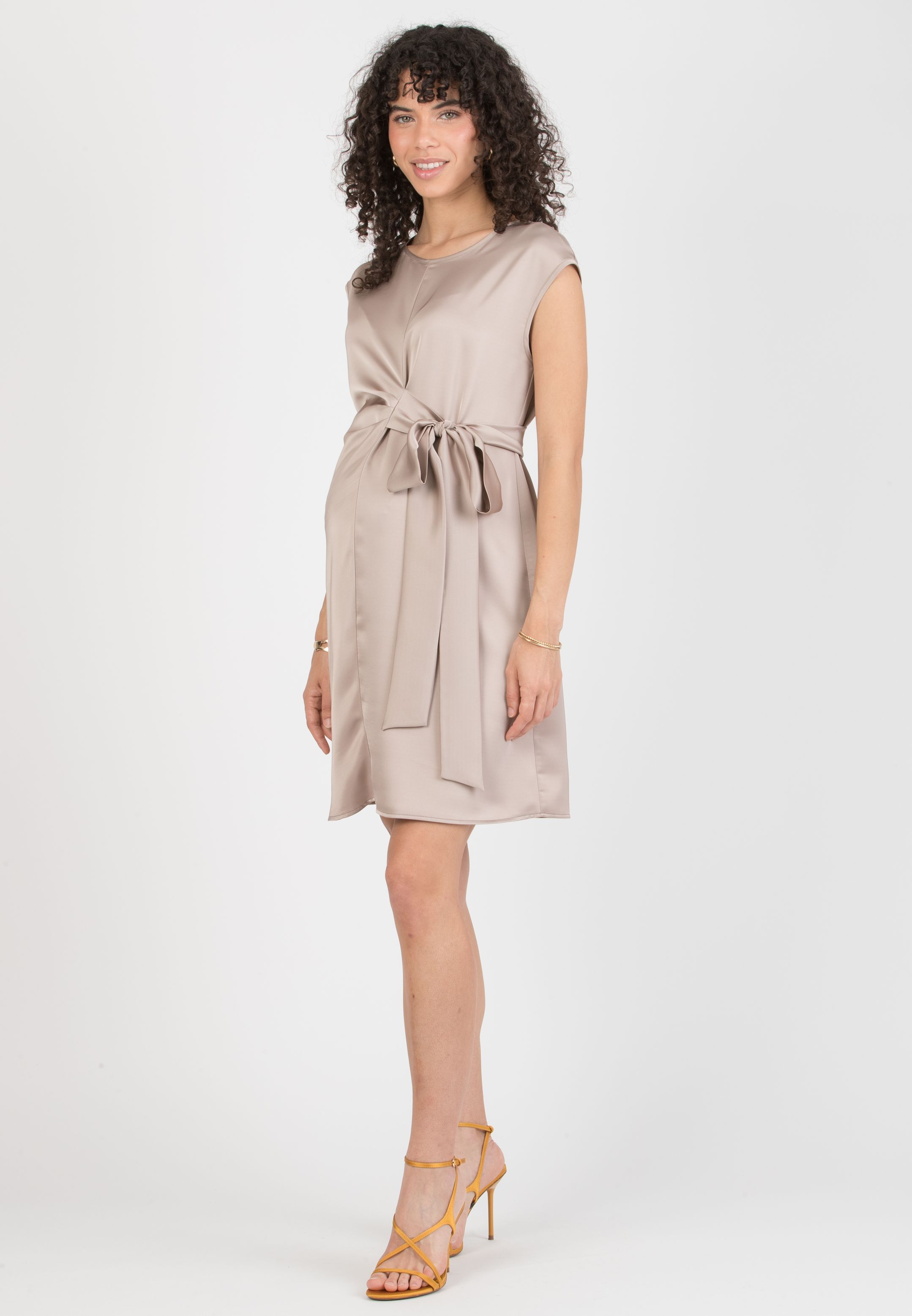 VERONICA - Maternity Satin Dress with Adjustable Tie (Corda)