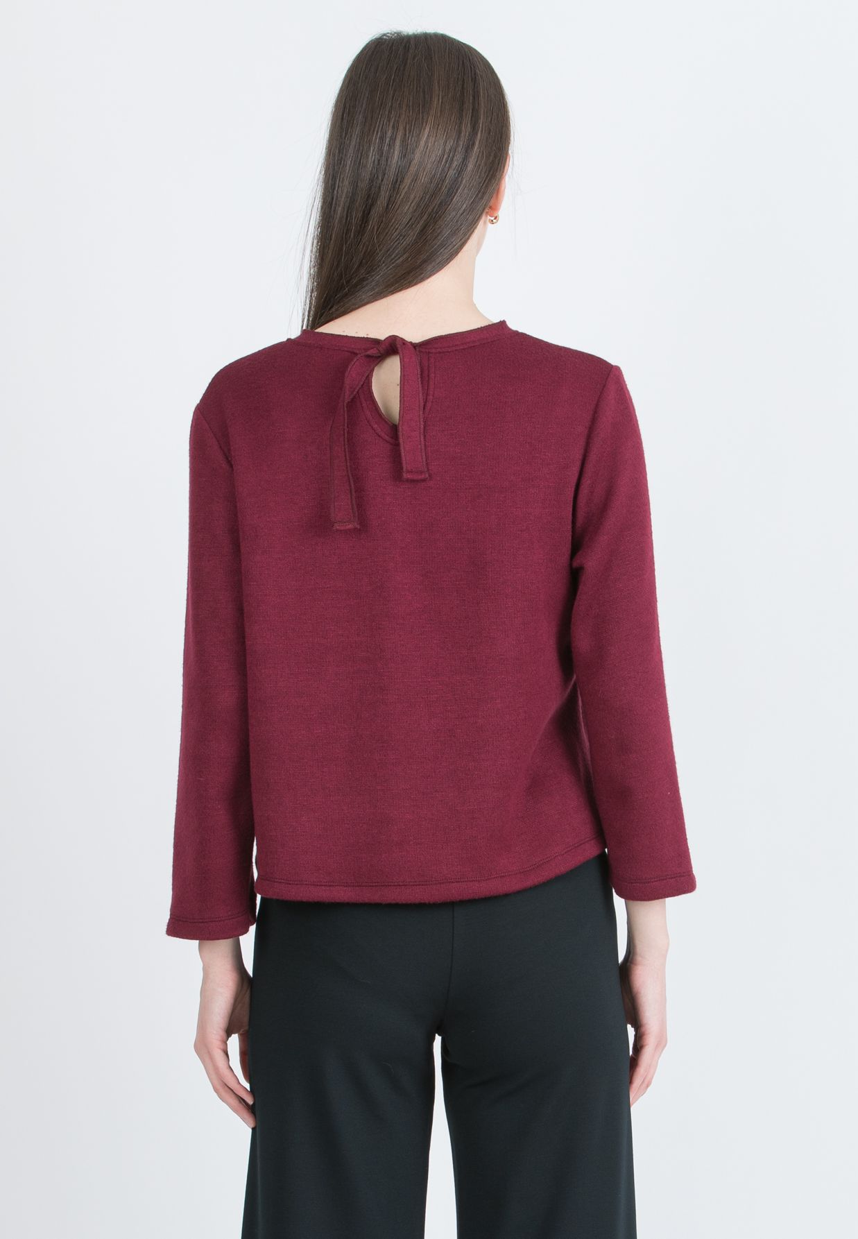 BAILEY - Maternity Sweater with Back Bow (Bordeaux)