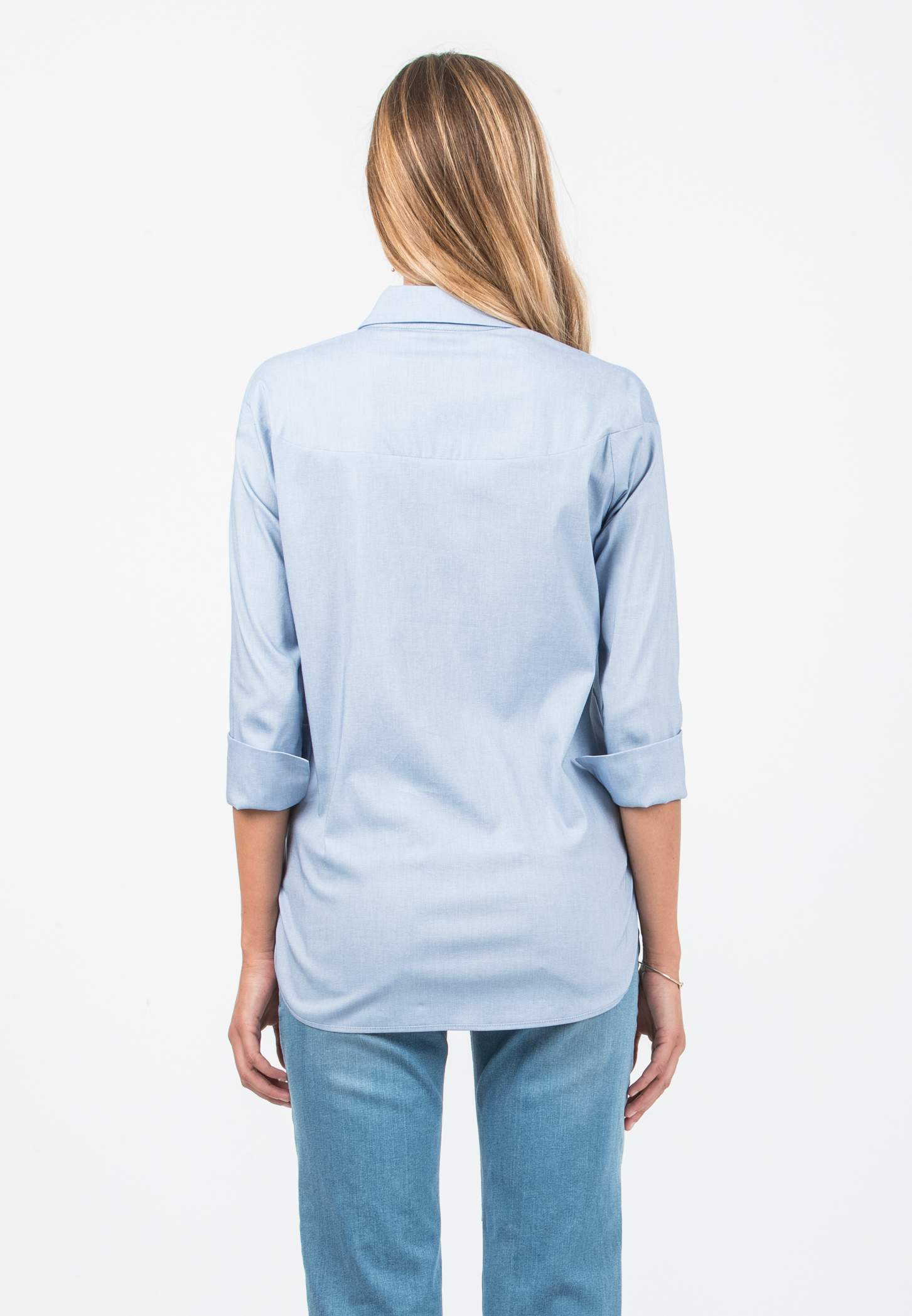 BEATRICE - Camicia Premaman & Allattamento con Orli Tondeggianti (Azzurro, XS)