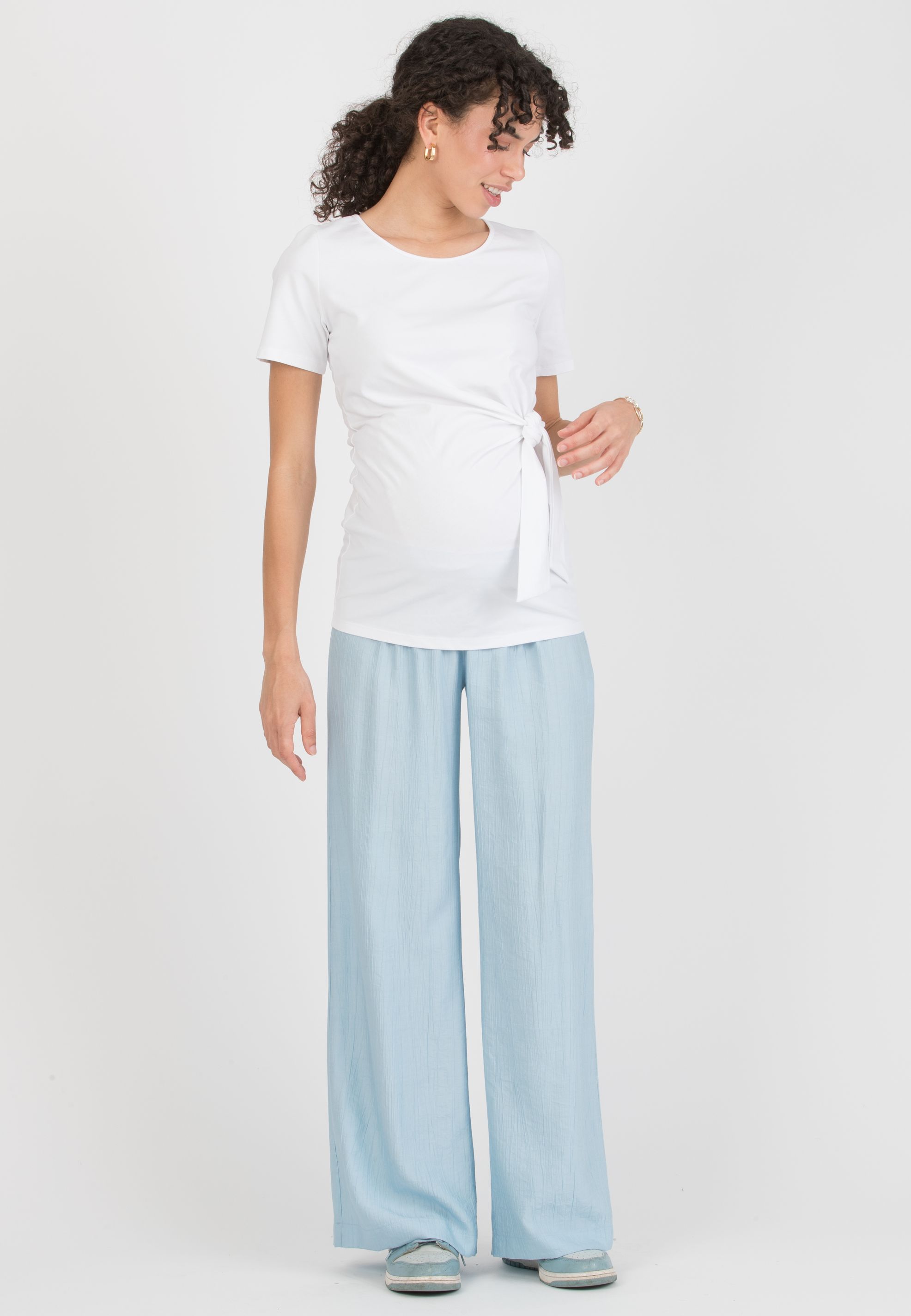 GUENDALINA LG - Maternity Palazzo Trousers in Viscose (Azzurro)