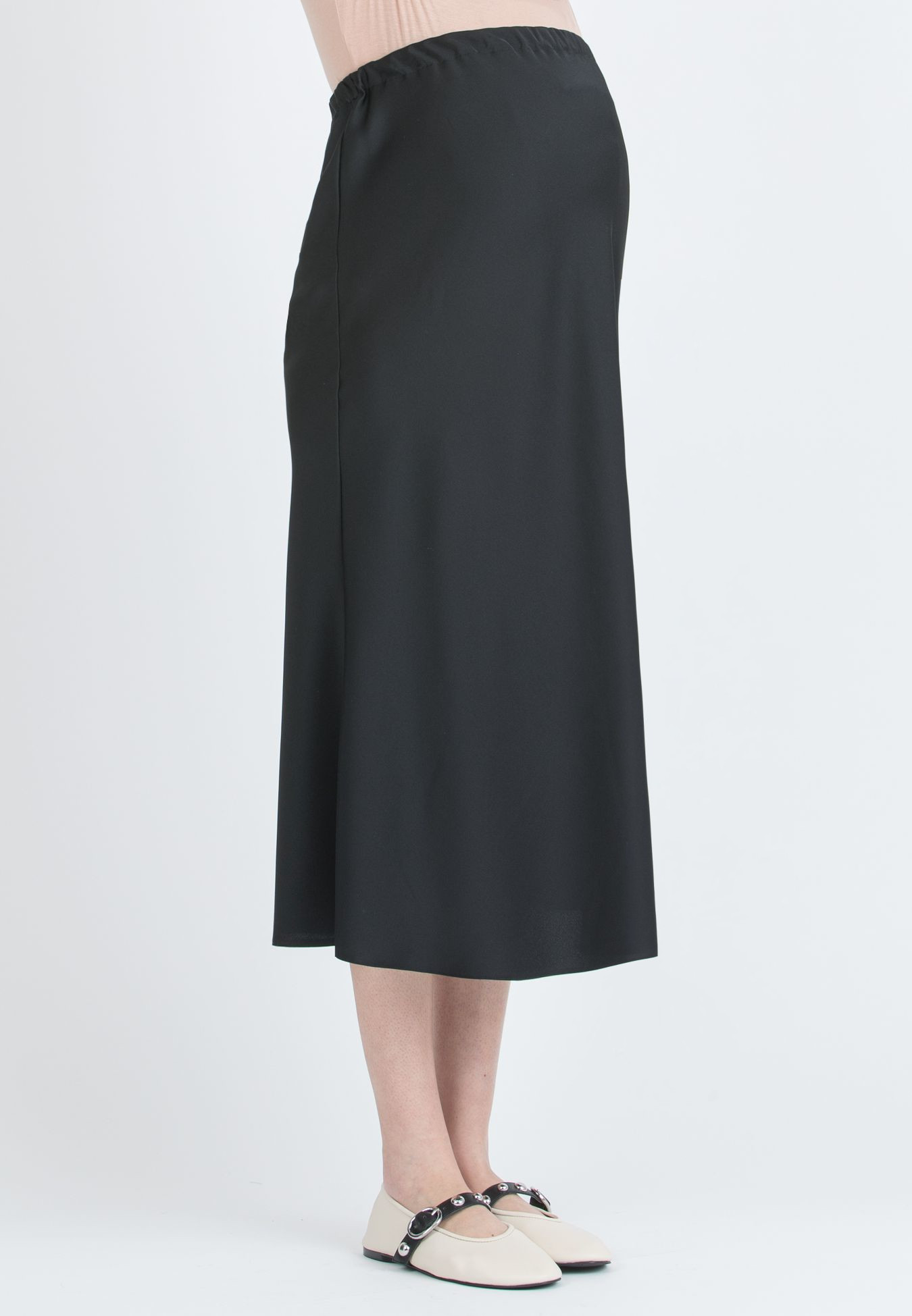 PIA – Flared Maternity Skirt in Satin (Nero)