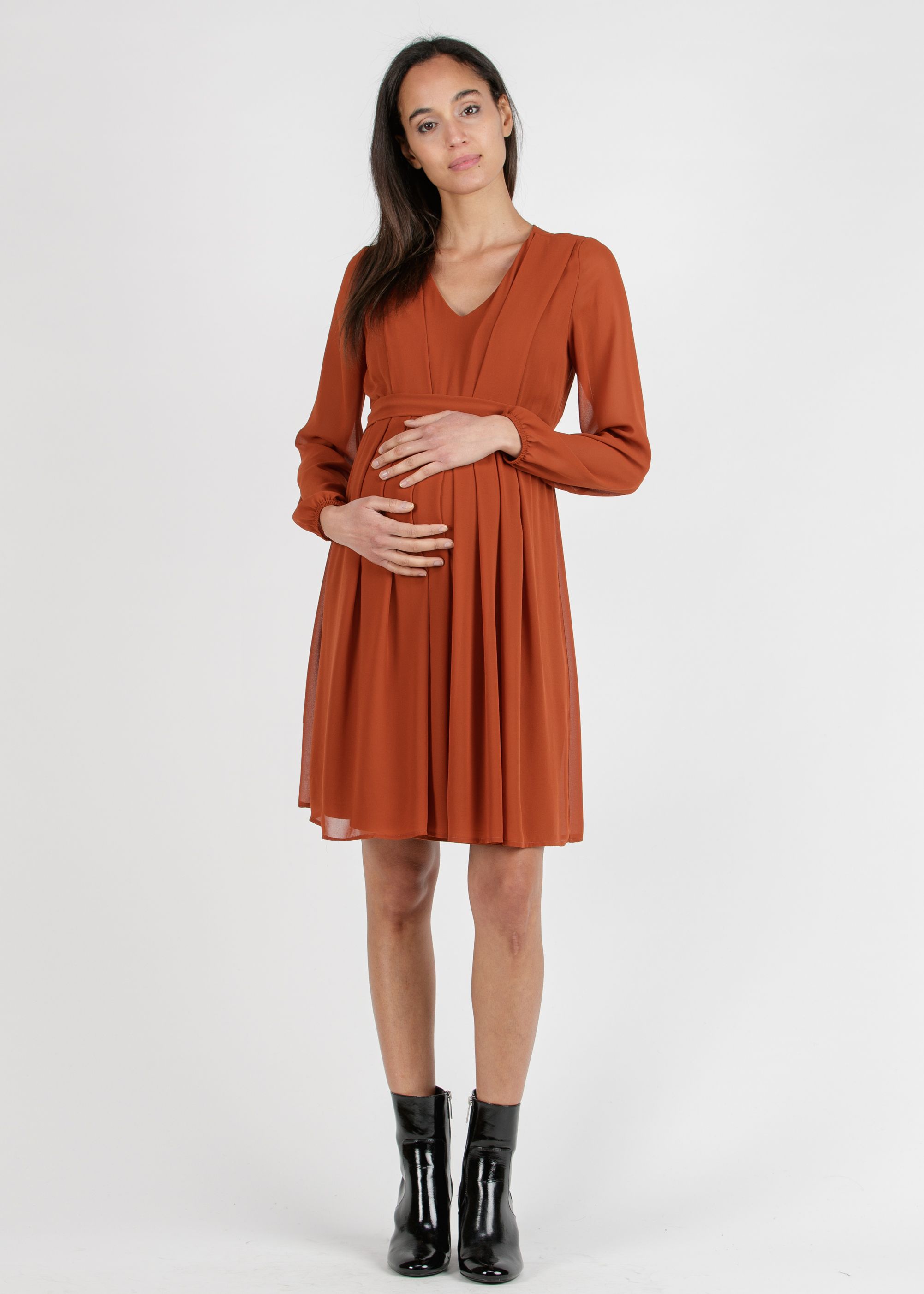 SARA - Abito Premaman & Allattamento in Chiffon (Coccio, XS)