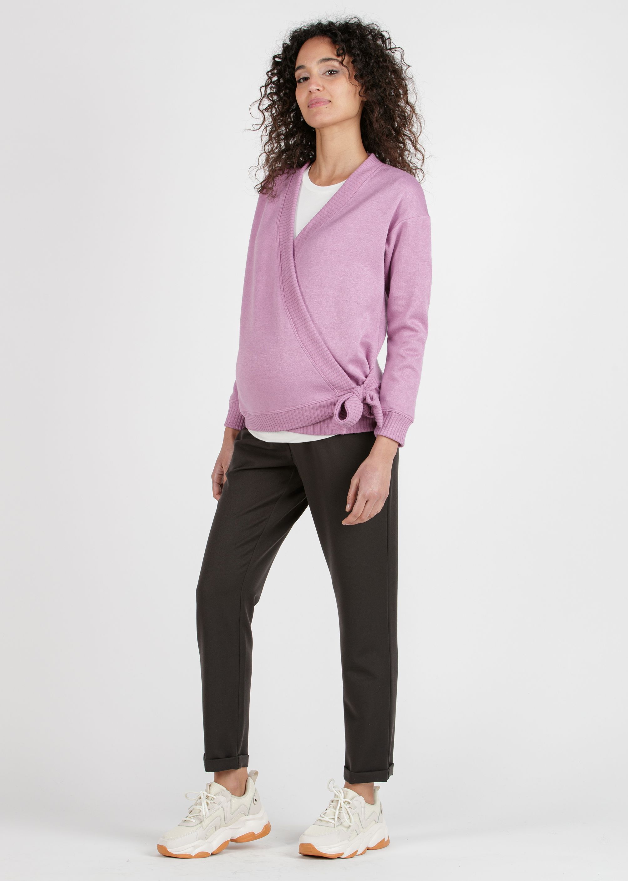 CAROLA - Relaxed Fit Maternity Trousers in Gabardine (Marron Scuro, XS)