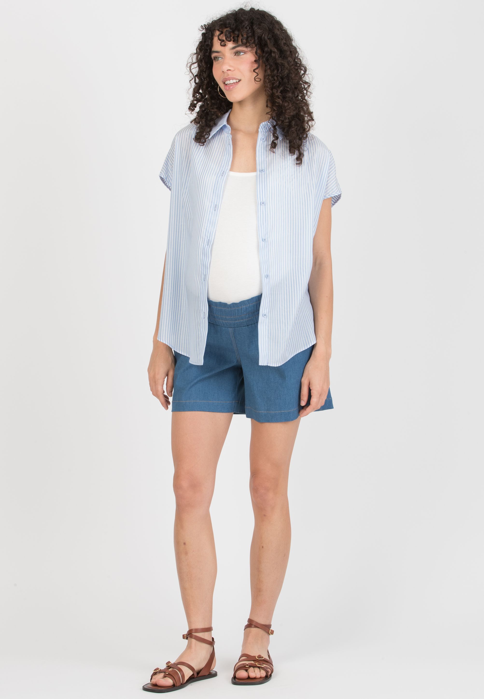 PEGGY - Maternity & Nursing Oversized Striped Shirt (Azzurro)