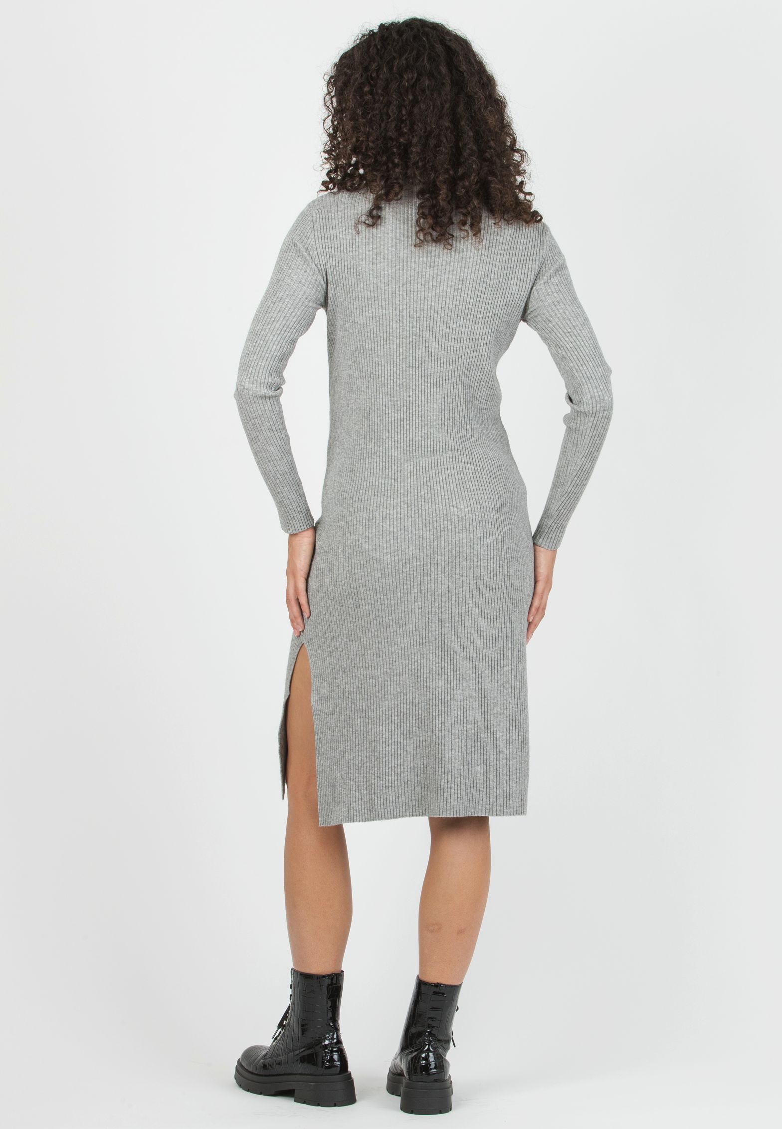 CELESTE - Tubino Premaman in Maglia a Costina (Grigio Chiaro)