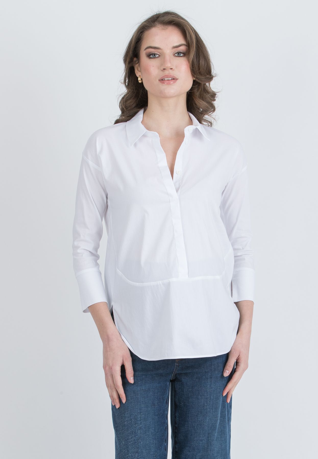 BEATRICE - Overhead Maternity & Nursing Shirt with Round Hems (Bianco  Ottico)