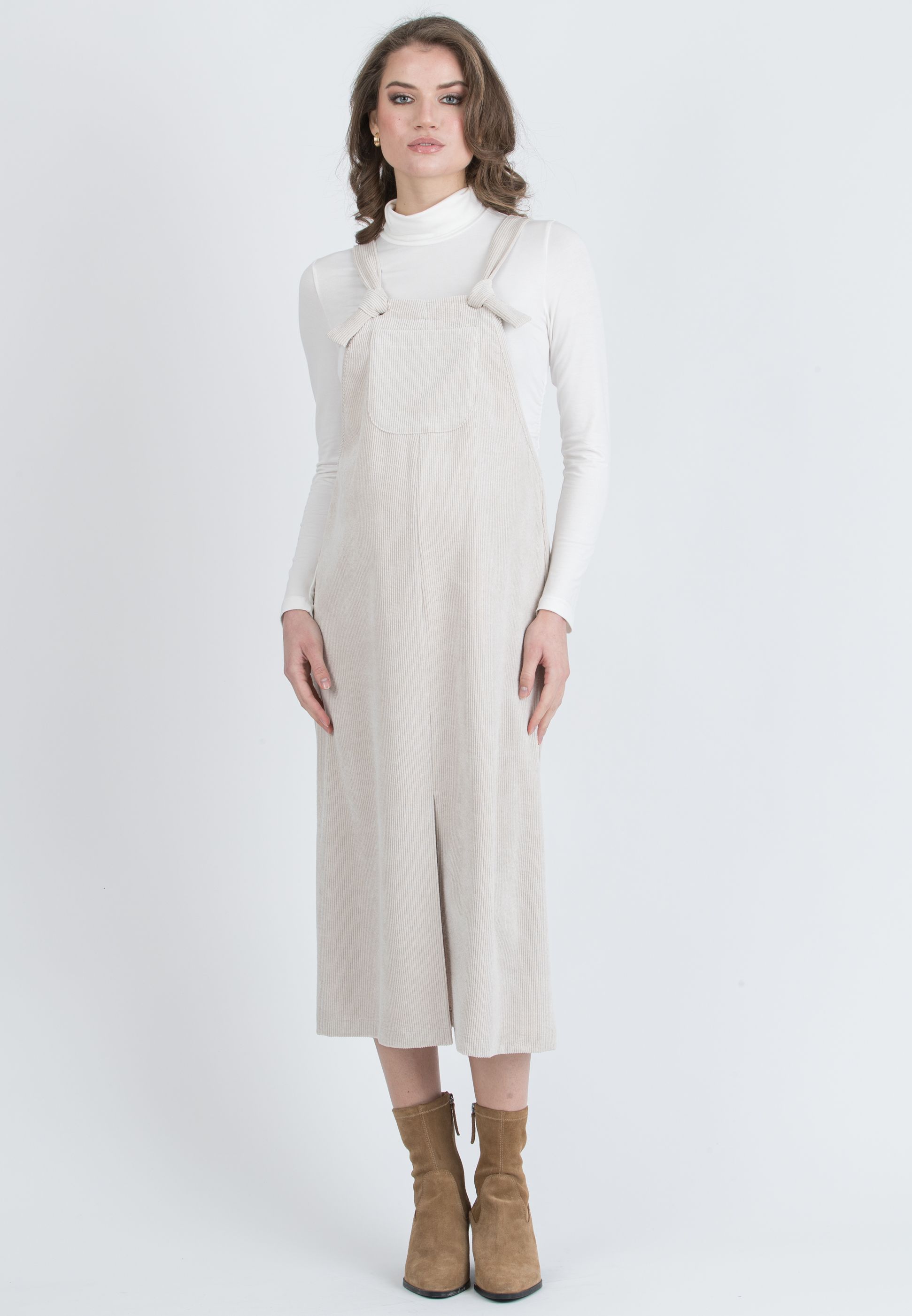 PAMELA – Maternity Corduroy Pinafore (Naturale)