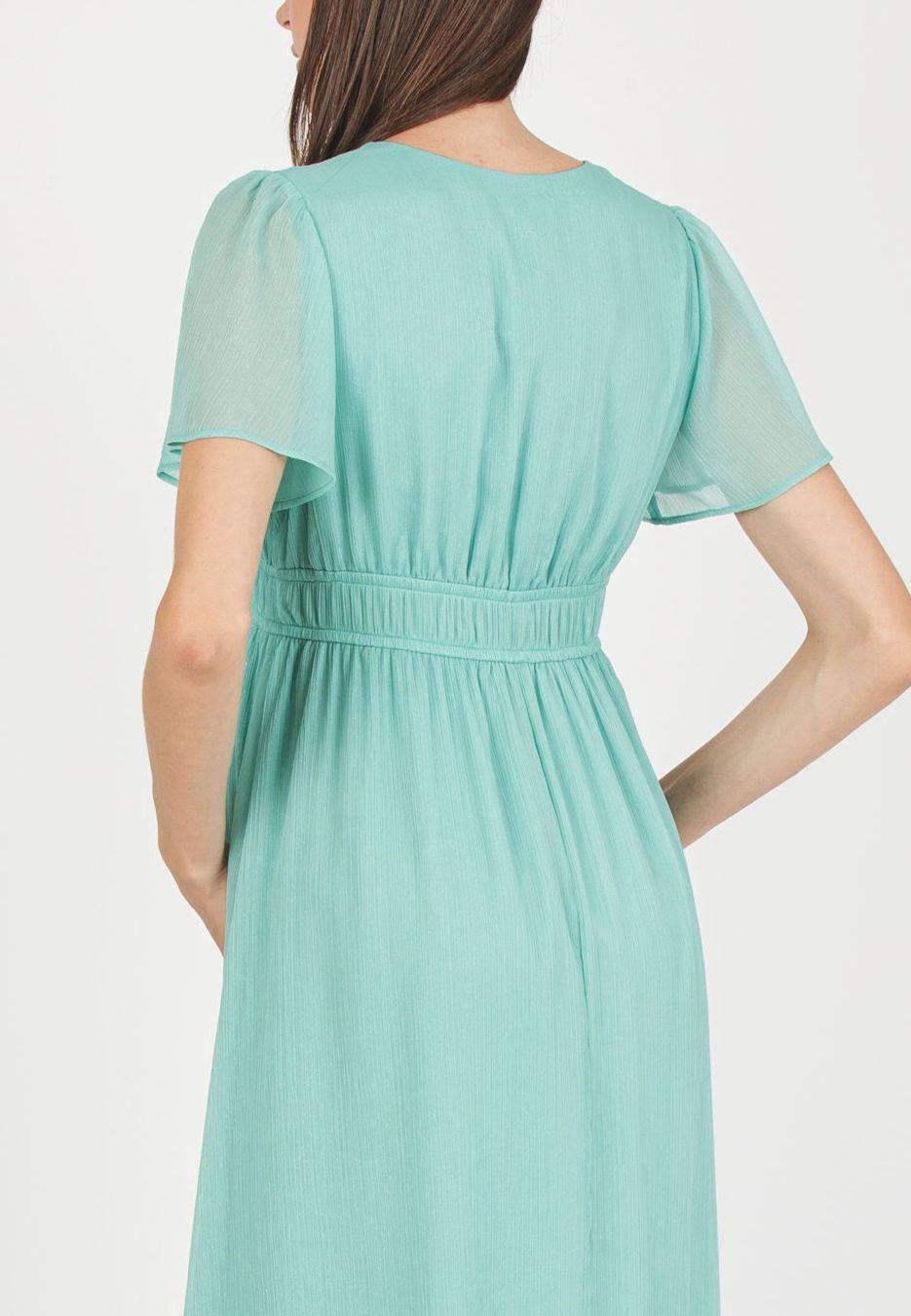 PRISCILLA - Abito Premaman in Chiffon Lurex con Elastici in Vita (Acqua, XS)