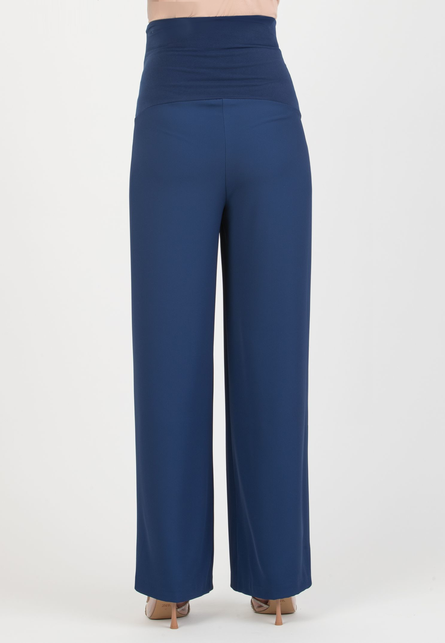KIMBERLY – Maternity Palazzo Trousers in Cady (Blu Tampone)