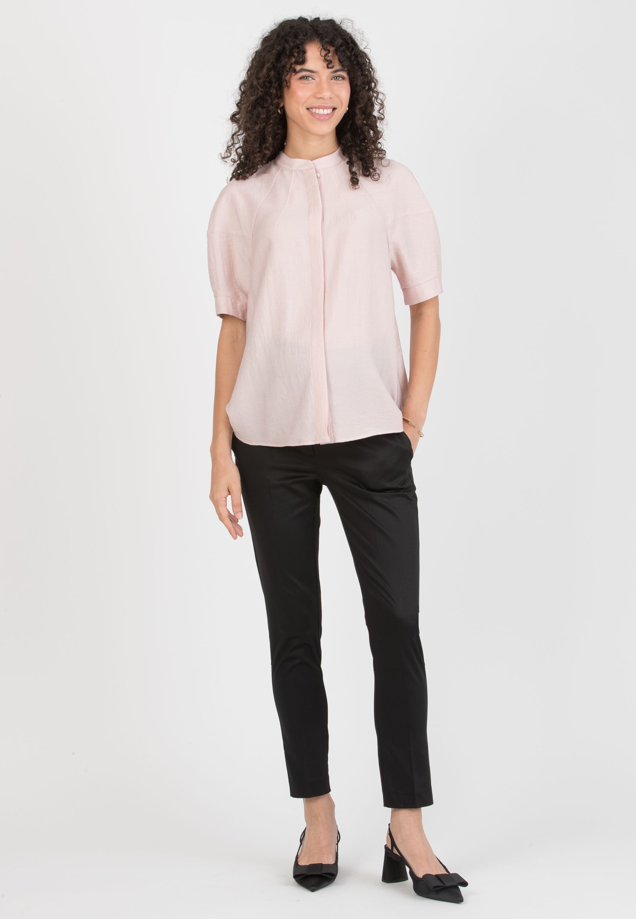 NICKI – Maternity & Nursing Blouse with Balloon Sleeves (Rosa)
