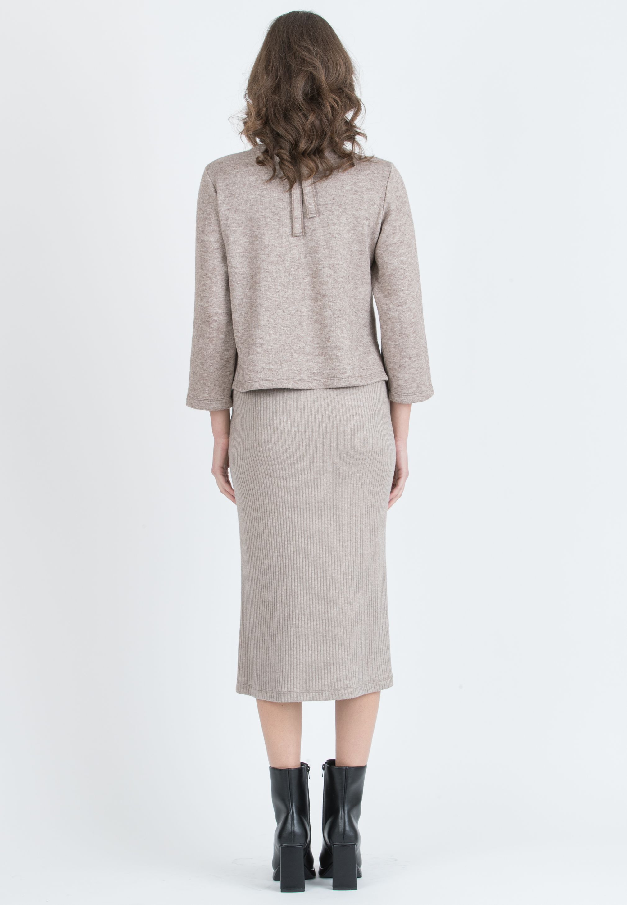 BAILEY - Maternity Sweater with Back Bow (Marrone Melange)