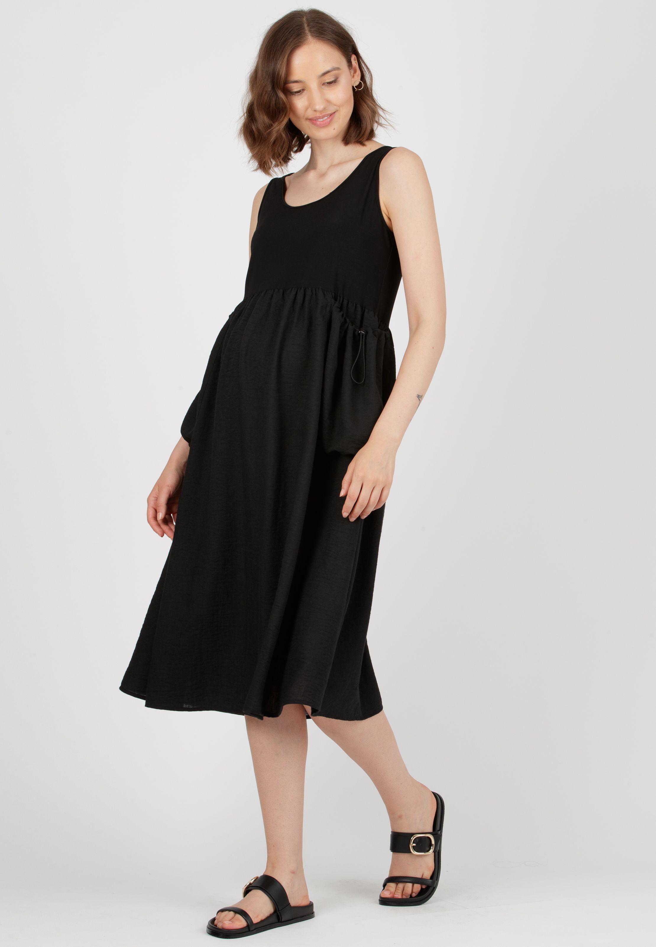 POLLY - Maternity Dress with Pockets (Black, XS)