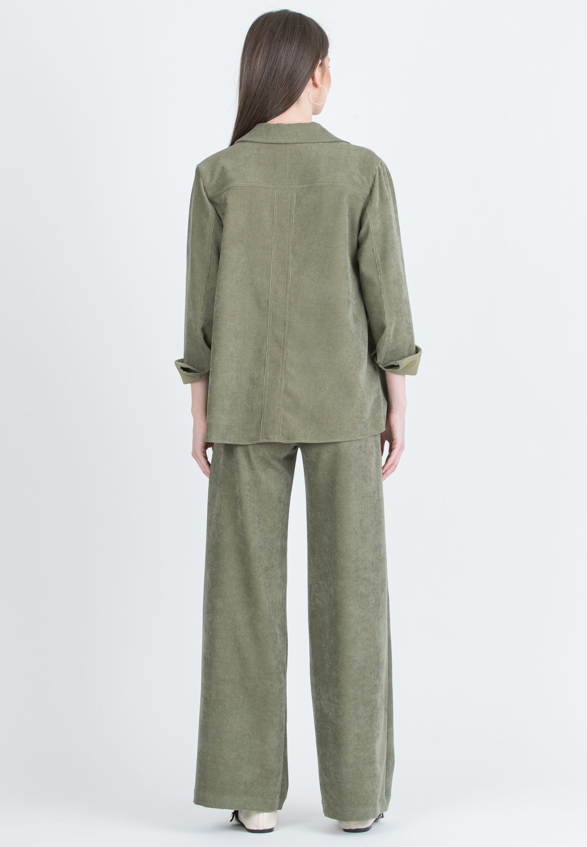 ELETTRA – Maternity Jacket in Velvet (Verde Militare)