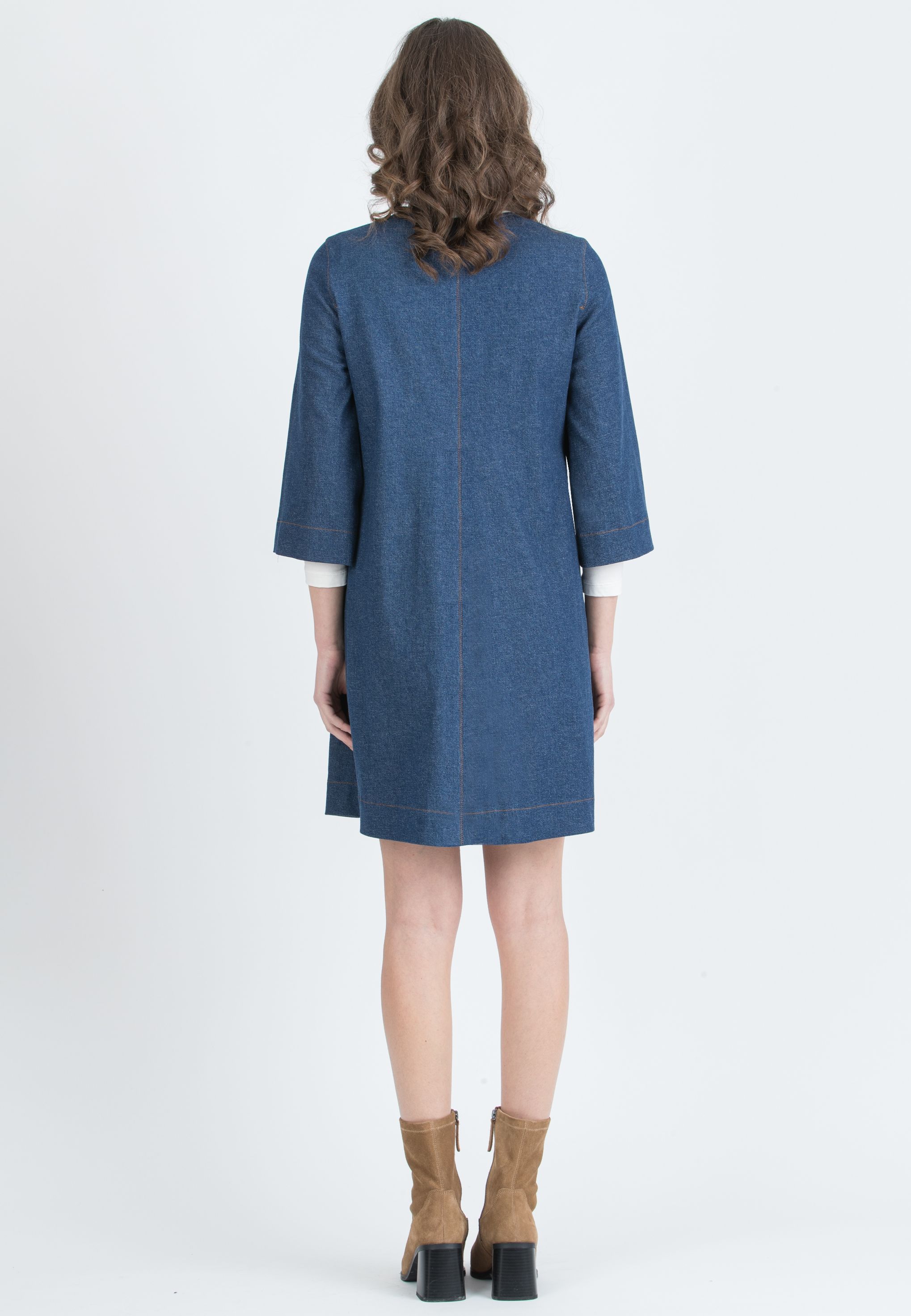 HAILEY – Maternity Dress in Stretch Cotton Denim (Blu Scuro)