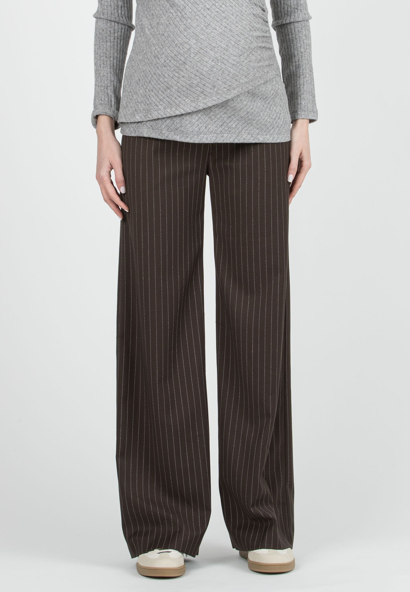 WINONA G - Pantalone Premaman Palazzo Gessato (Marrone, XS)