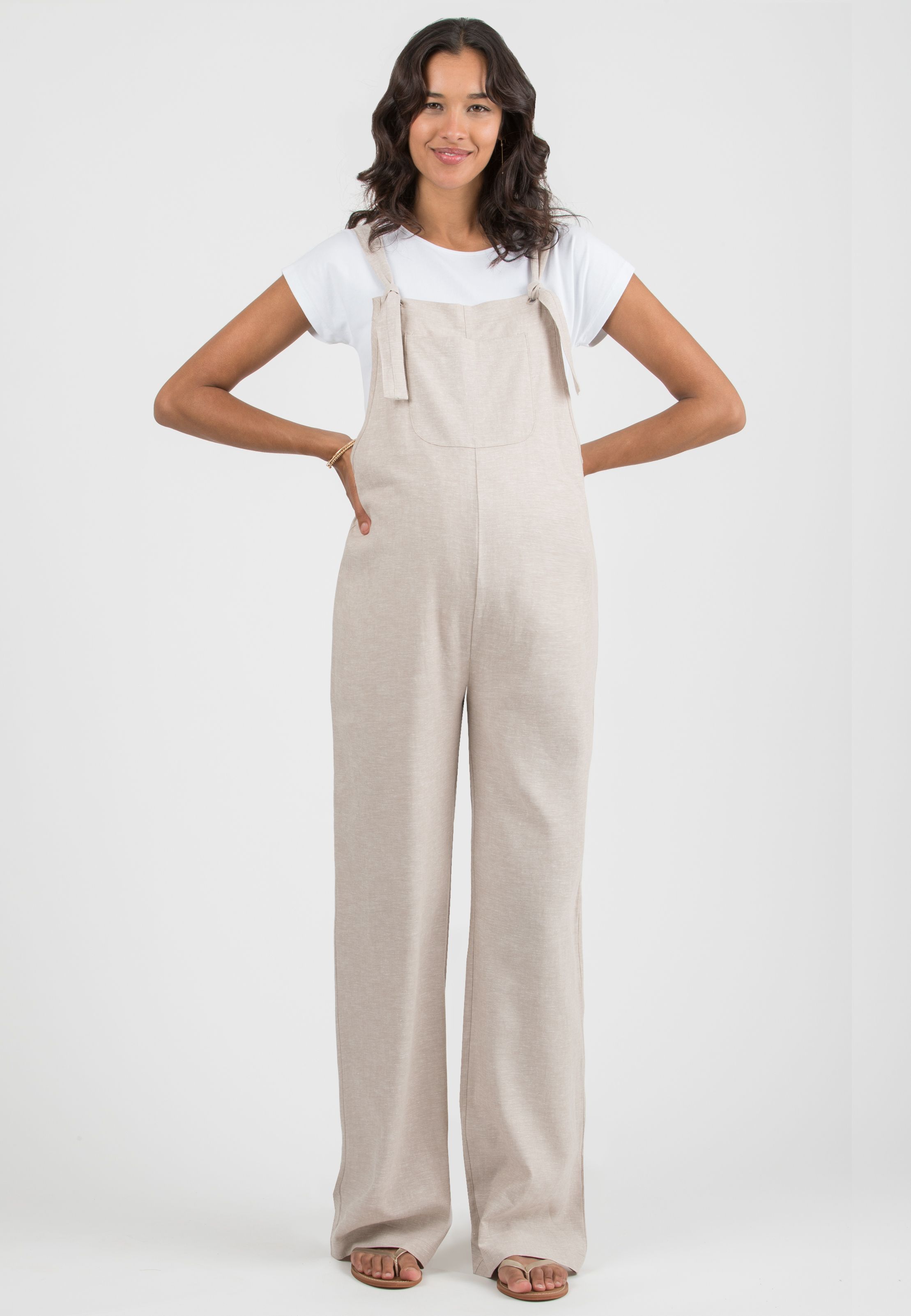 BETTA – Linen Maternity Dungaree (Ecru')