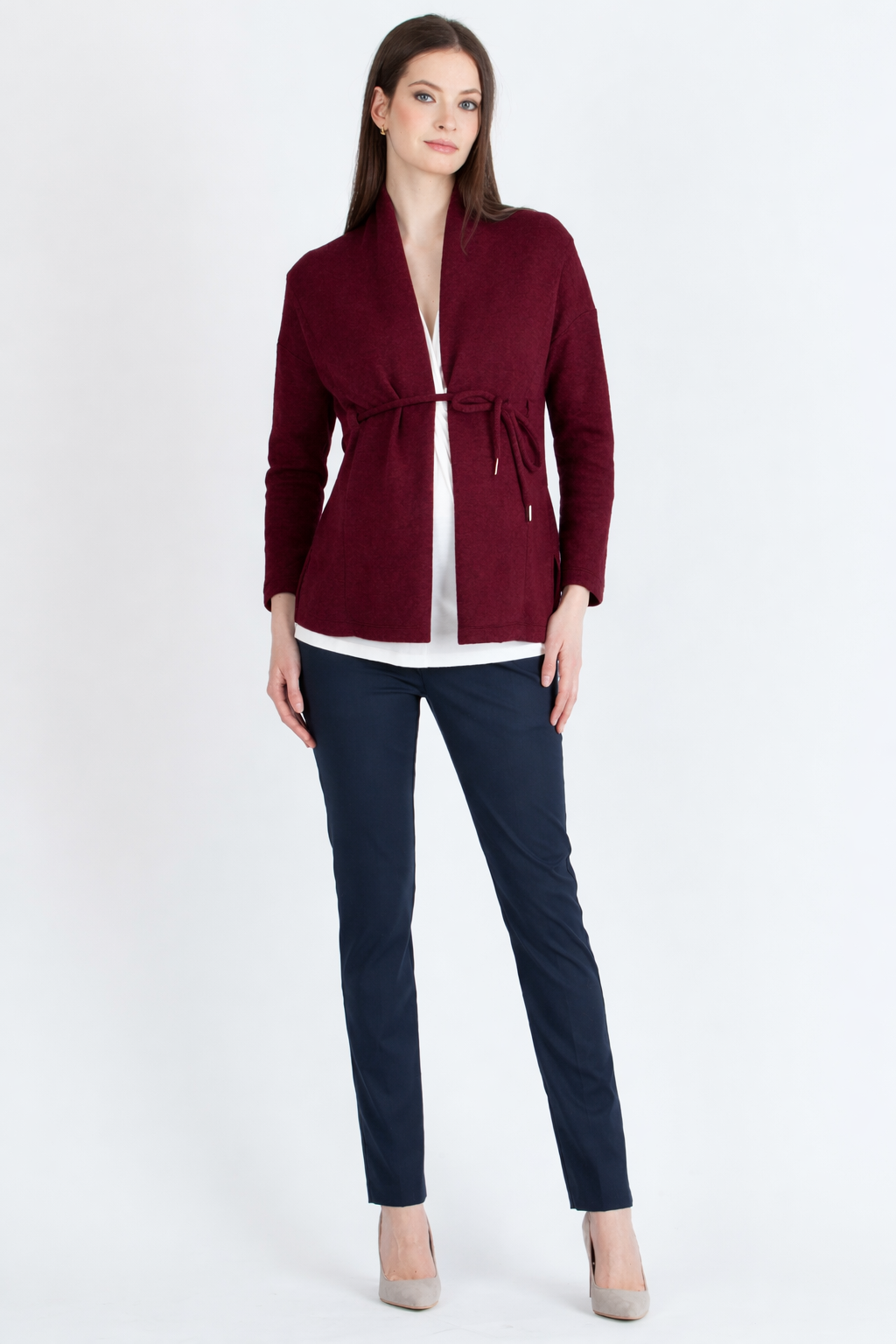 ALMA - Cardigan Premaman in Maglia con Laccio (Bordeaux)