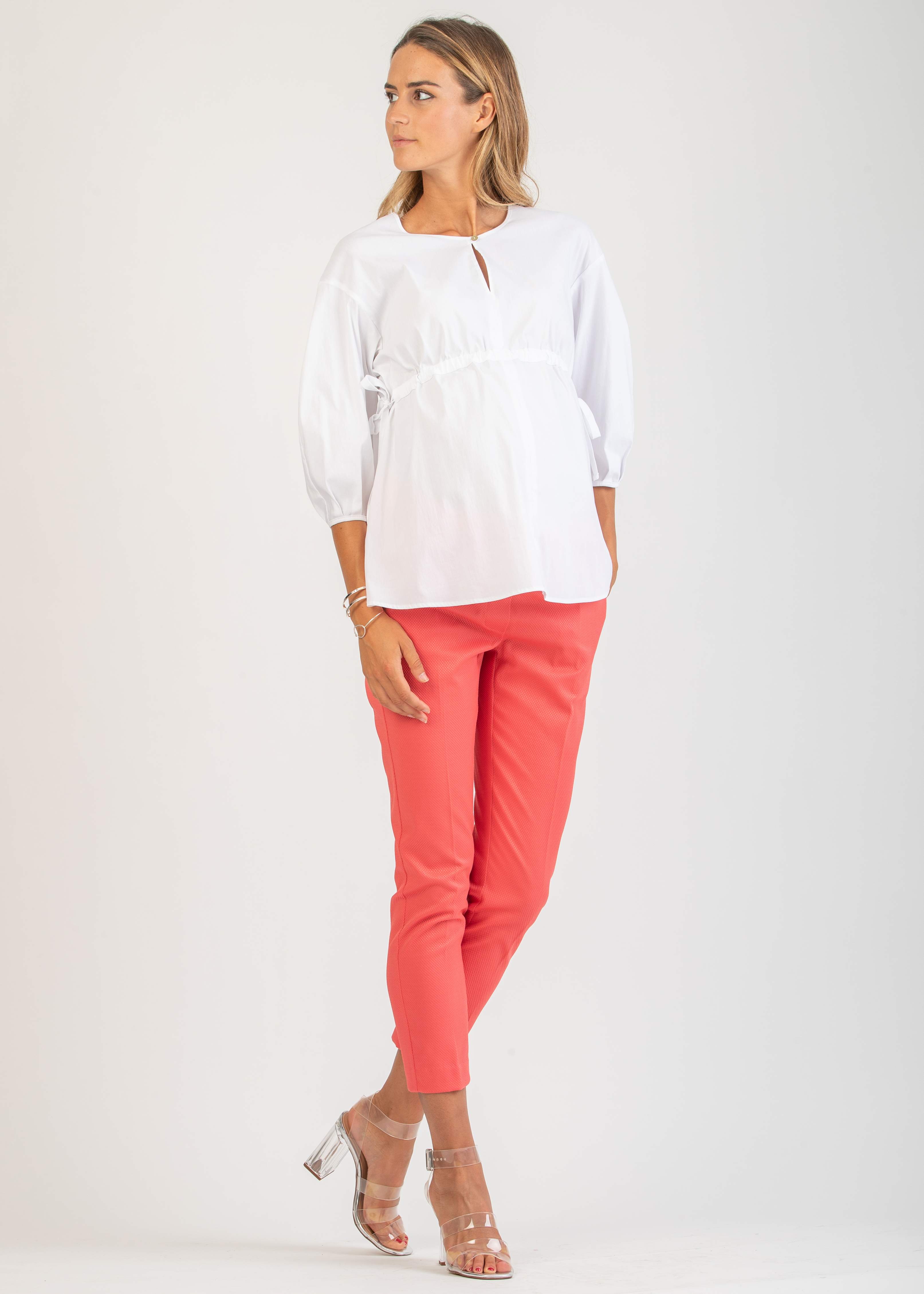 GILDA P - Tailored Maternity Trousers in Pique (Coral, XS)
