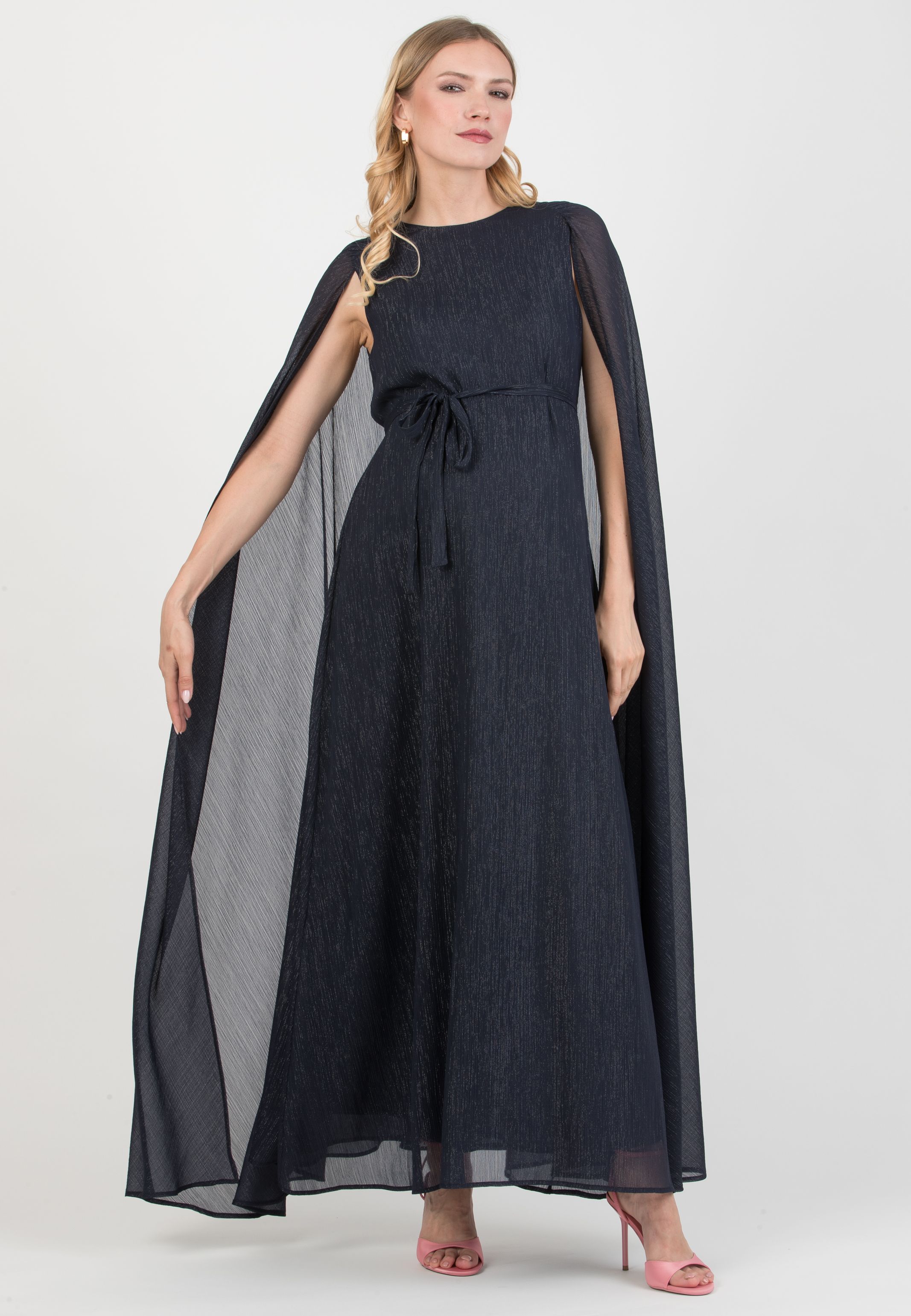 PHOEBE - Abito Premaman Lungo con Mantello (Blu)