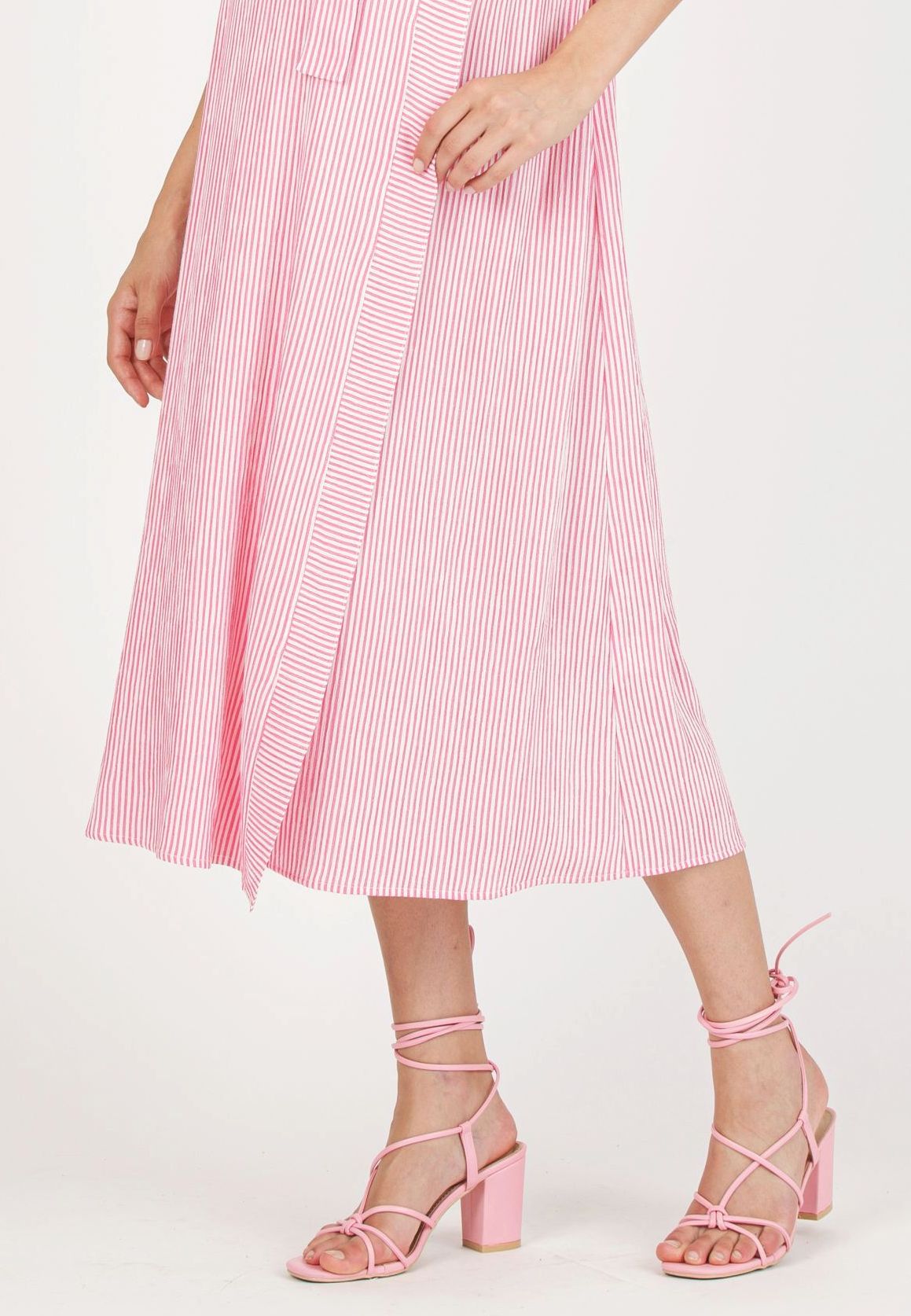 FEDERICA R - Abito Premaman & Allattamento con Corpino Incrociato e Gonna a Righe (Fuxia, XS)