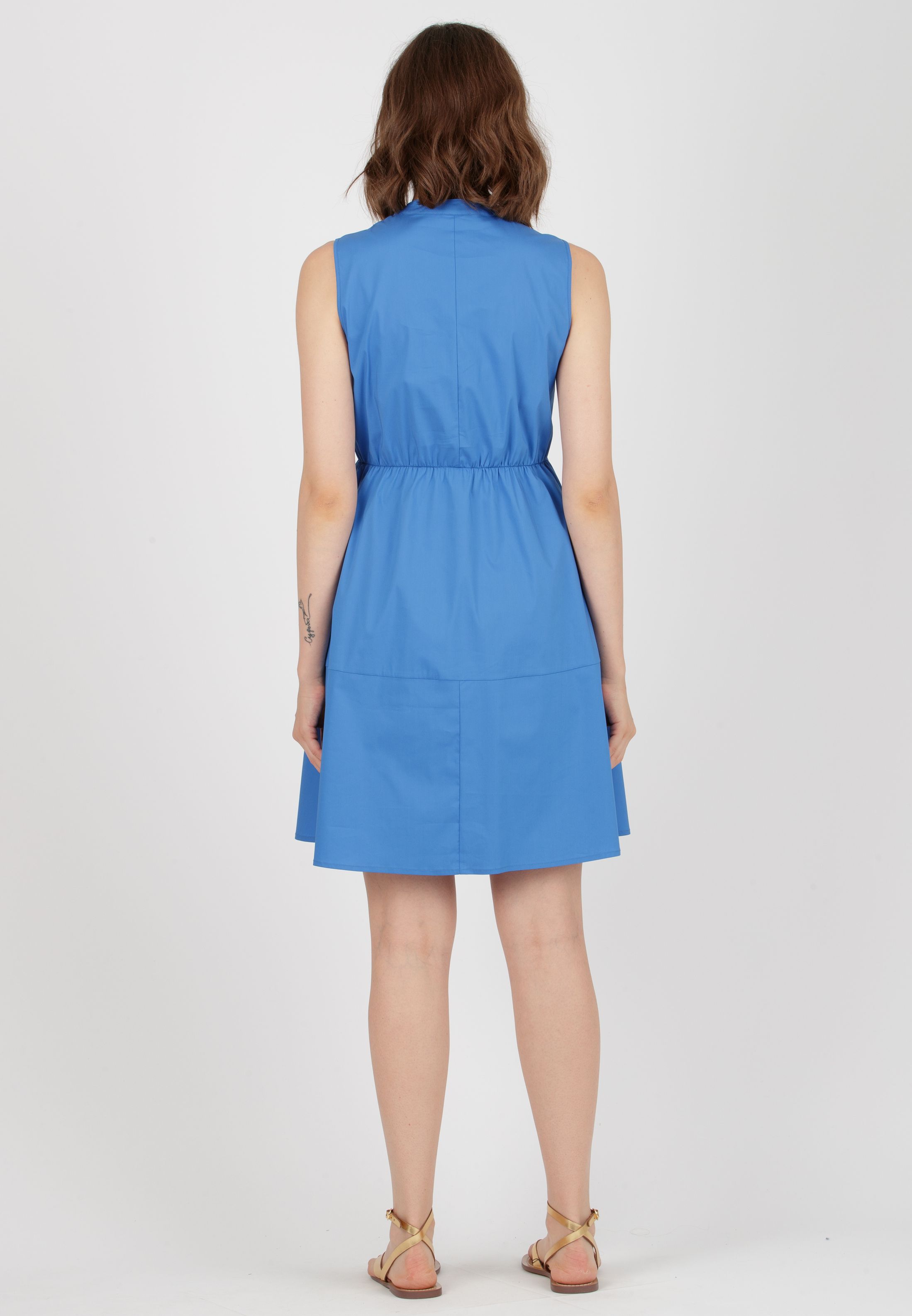 FLORENCE - Maternity Dress in Stretch Cotton with Flared Skirt (China Blue, XS)