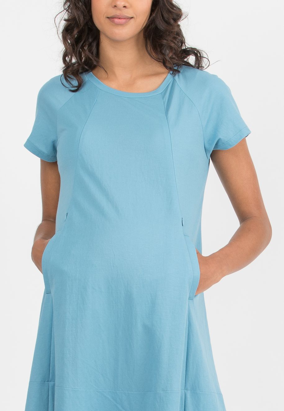 LICIA – Maternity & Nursing Dress in Viscose (Blue, XS)