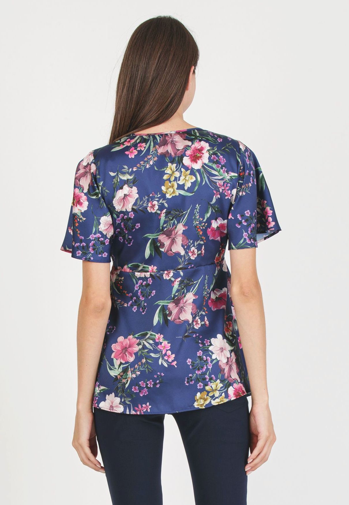 SELENE - Printed Maternity & Nursing Top (Blue, XS)