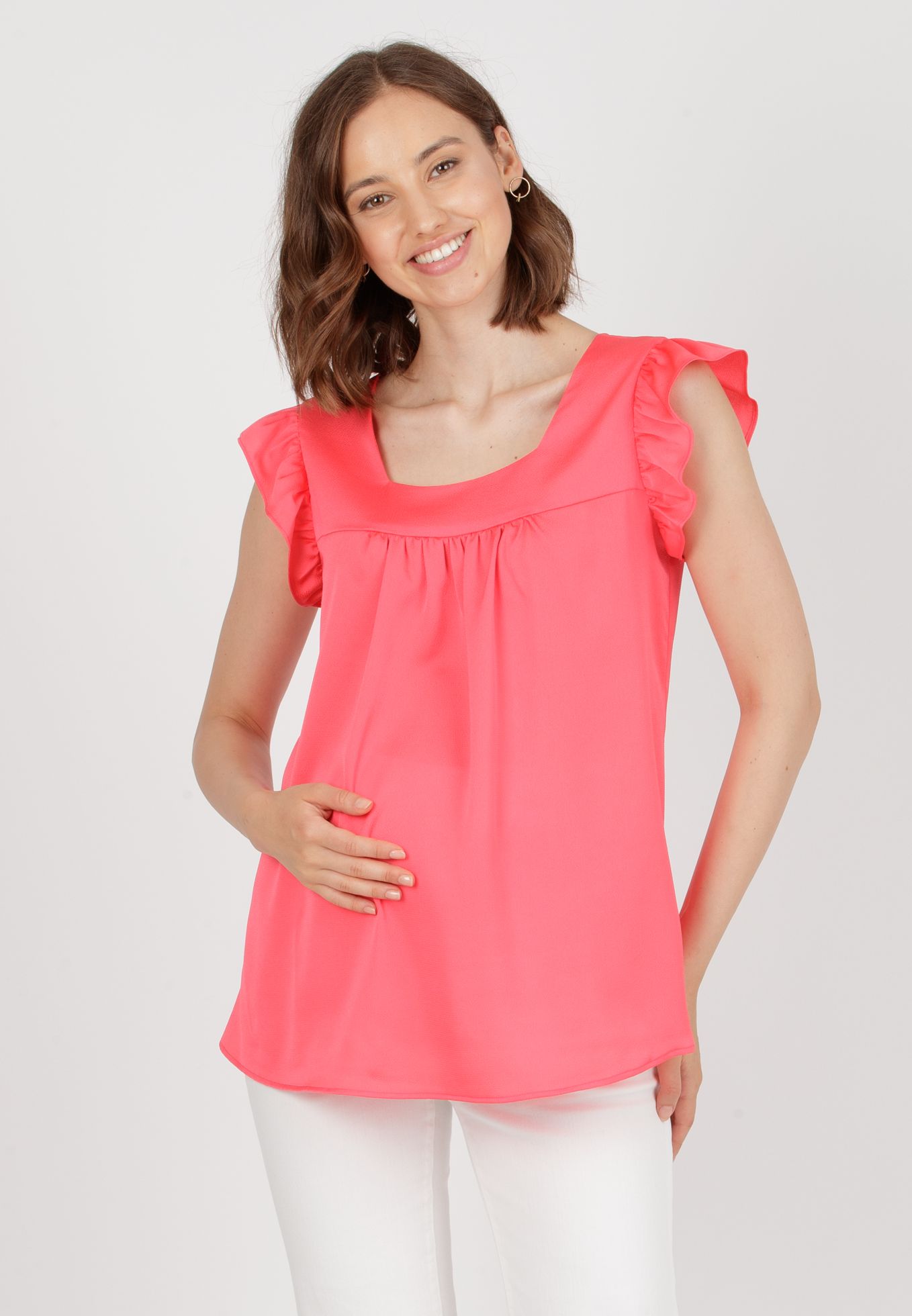 LAILA - Satin Maternity Blouse (Coral, XS)