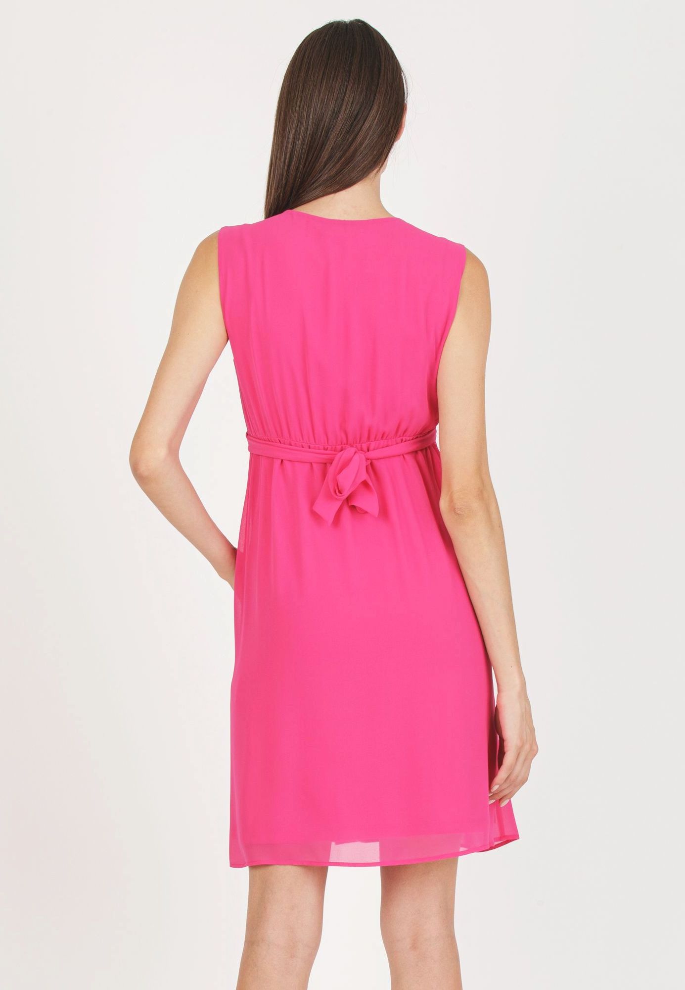SABRINA - Maternity & Nursing Dress in Chiffon with Pleated Bodice (Fuchsia, XS)