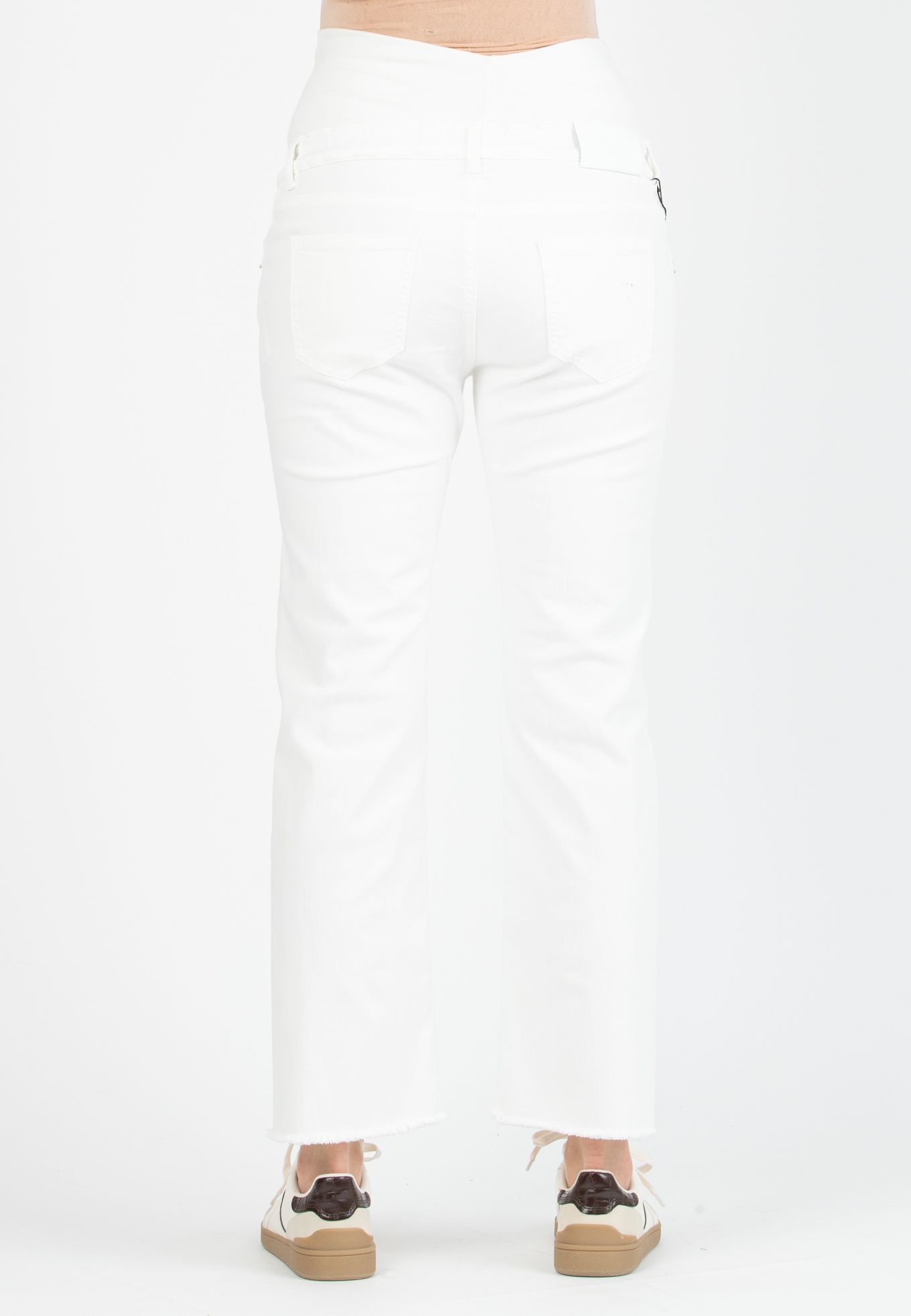 GIADA - Colorful Maternity Straight Jeans with Fringed Hem (Avorio)