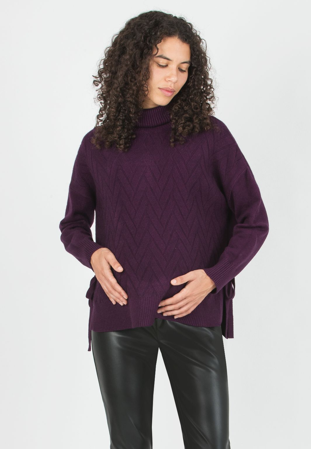 ALLISON -  Maternity & Nursing Wool Blend Sweater with Side Openings (Vinaccia)