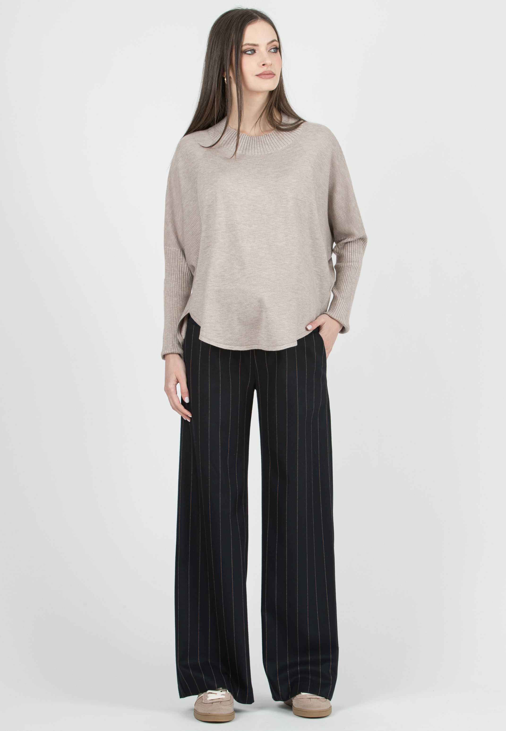 WINONA G - Maternity Pinstripe Palazzo Trousers (Blu)