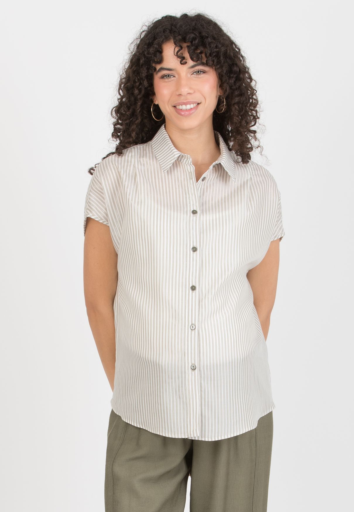 PEGGY - Maternity & Nursing Oversized Striped Shirt (Corda)