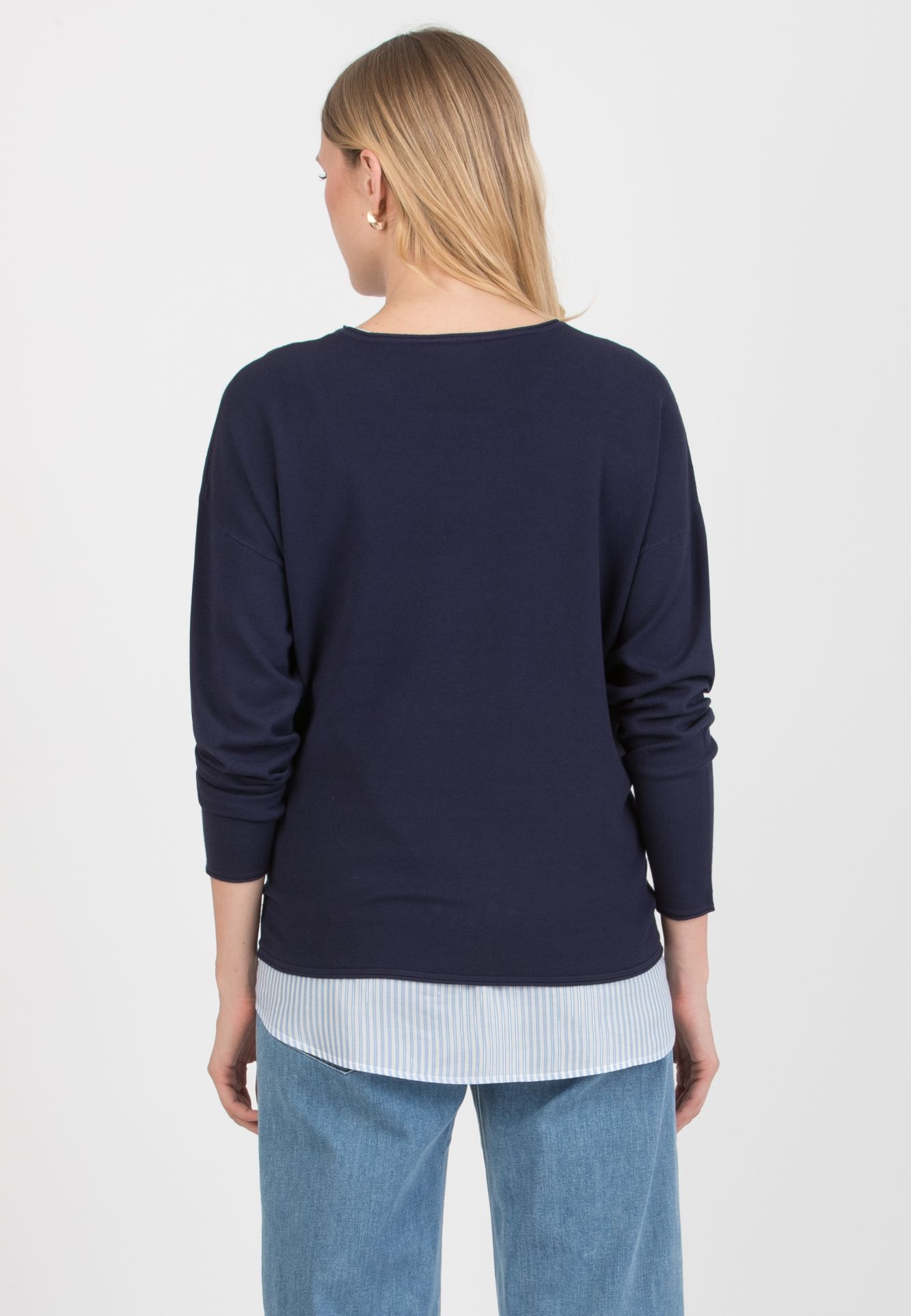 GIOIA R – Maternity & Nursing Sweater with Matching Striped Top (Blu)