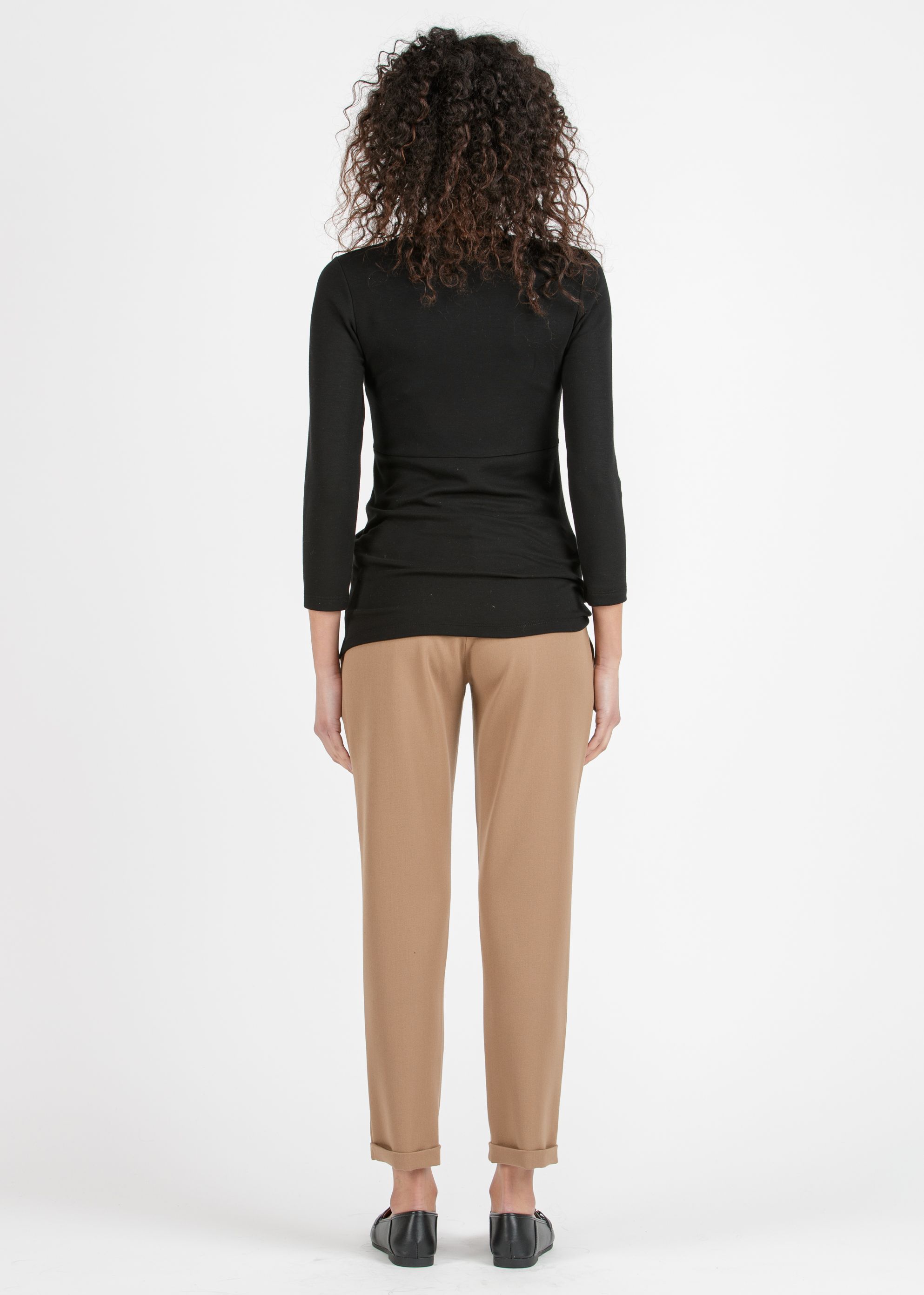 DALILA M - Maglietta Premaman con Arricciatura Laterale (Nero, XS)