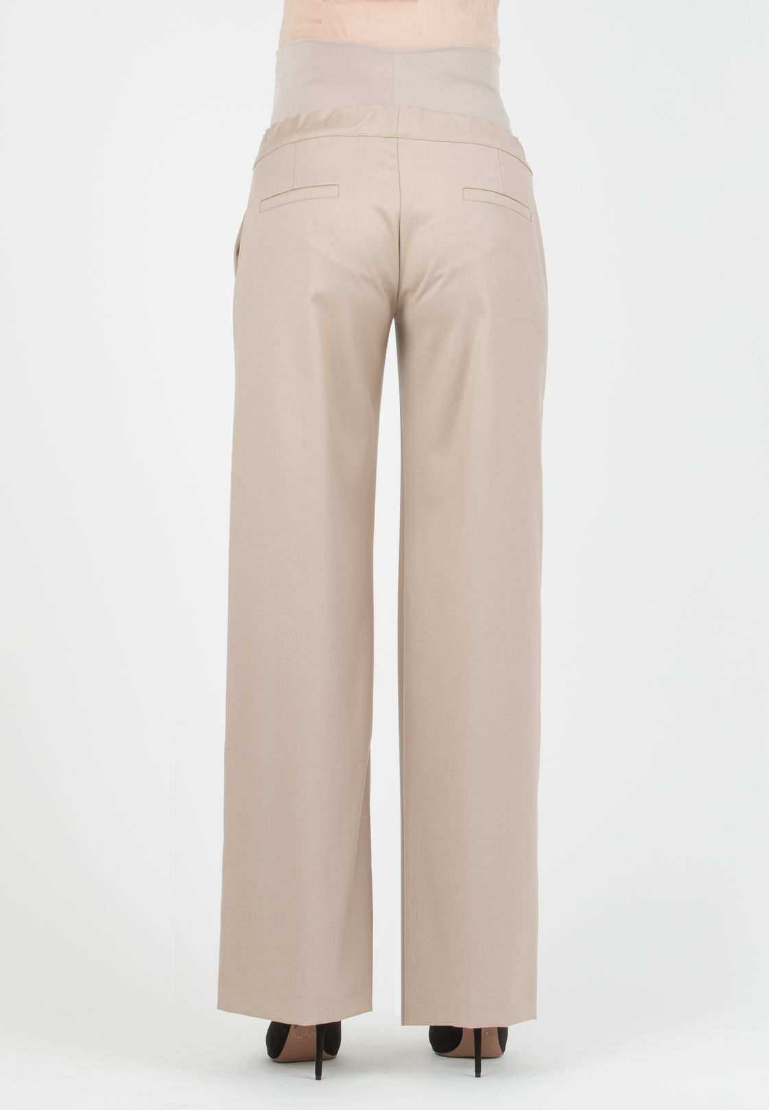 NAOMI P - Pantaloni Palazzo da Ufficio (Beige)