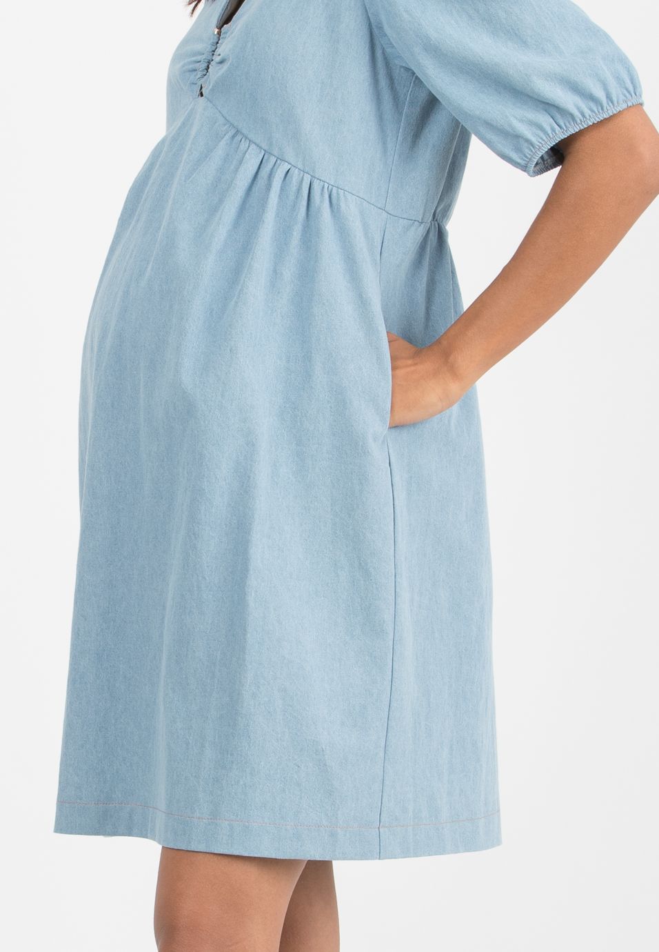 ELISABETTA - Maternity & Nursing Denim Dress (Blue, XS)