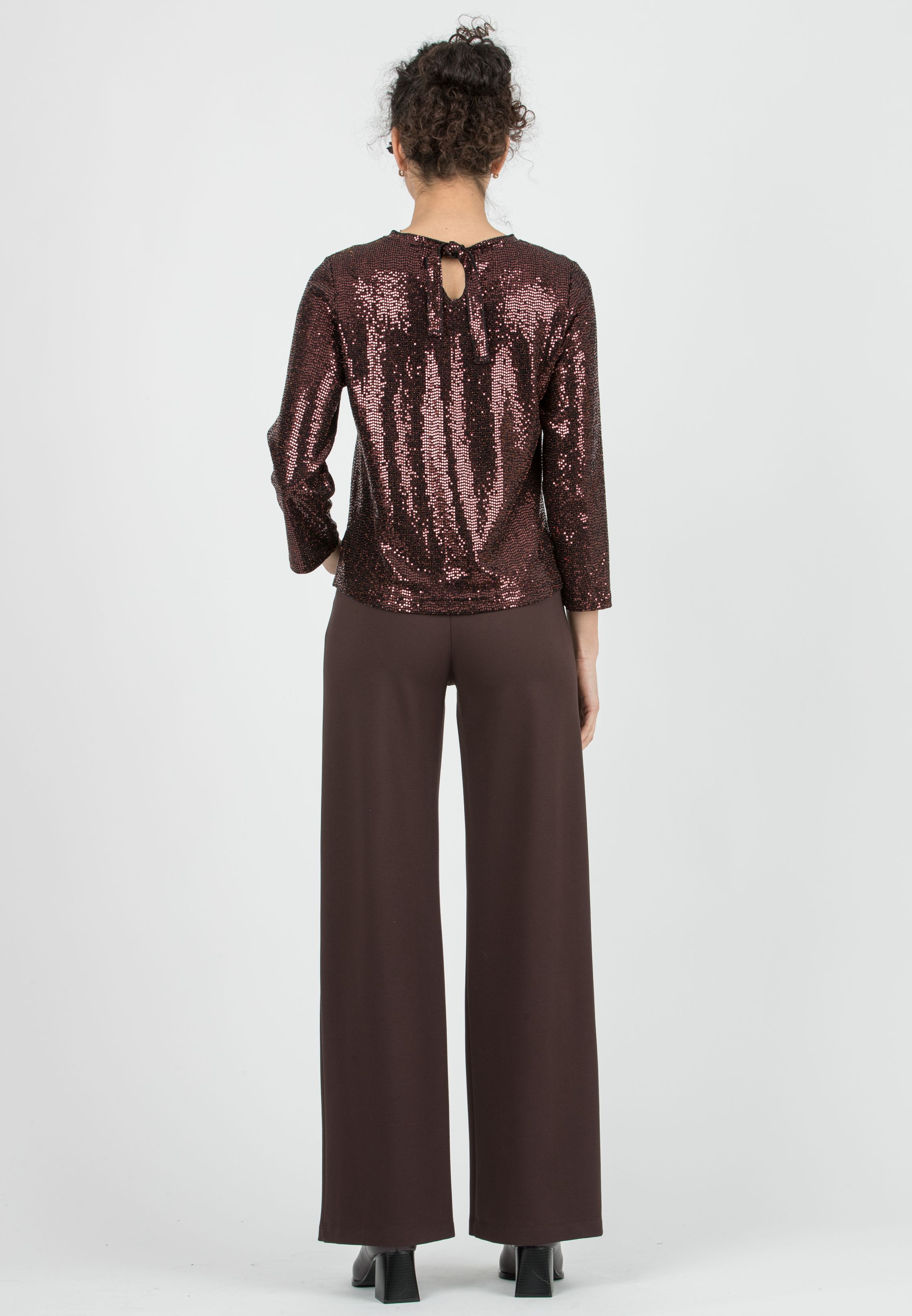 KIMBERLY - Pantalone Premaman in Punto Milano Diagonale (Marrone)