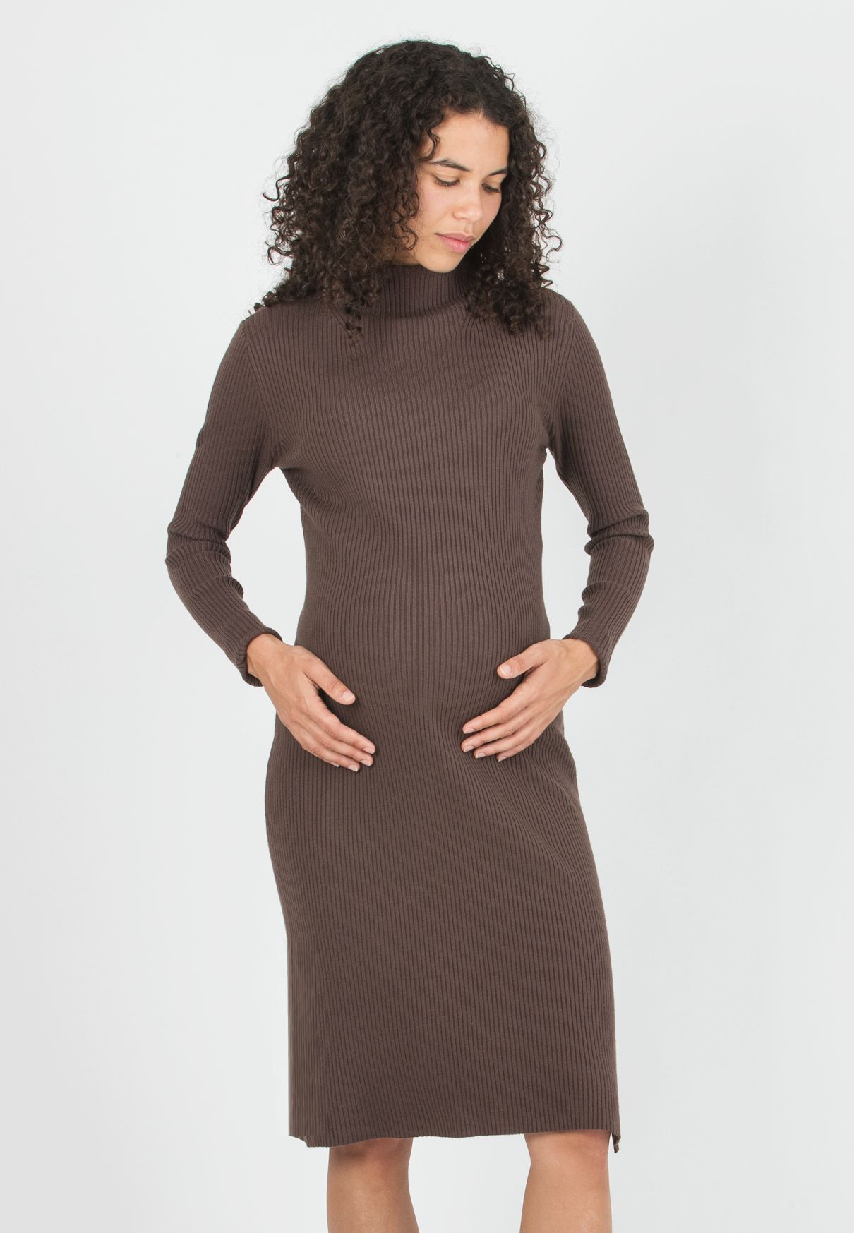 CELESTE - Maternity Ribbed Knit Dress (Marrone)