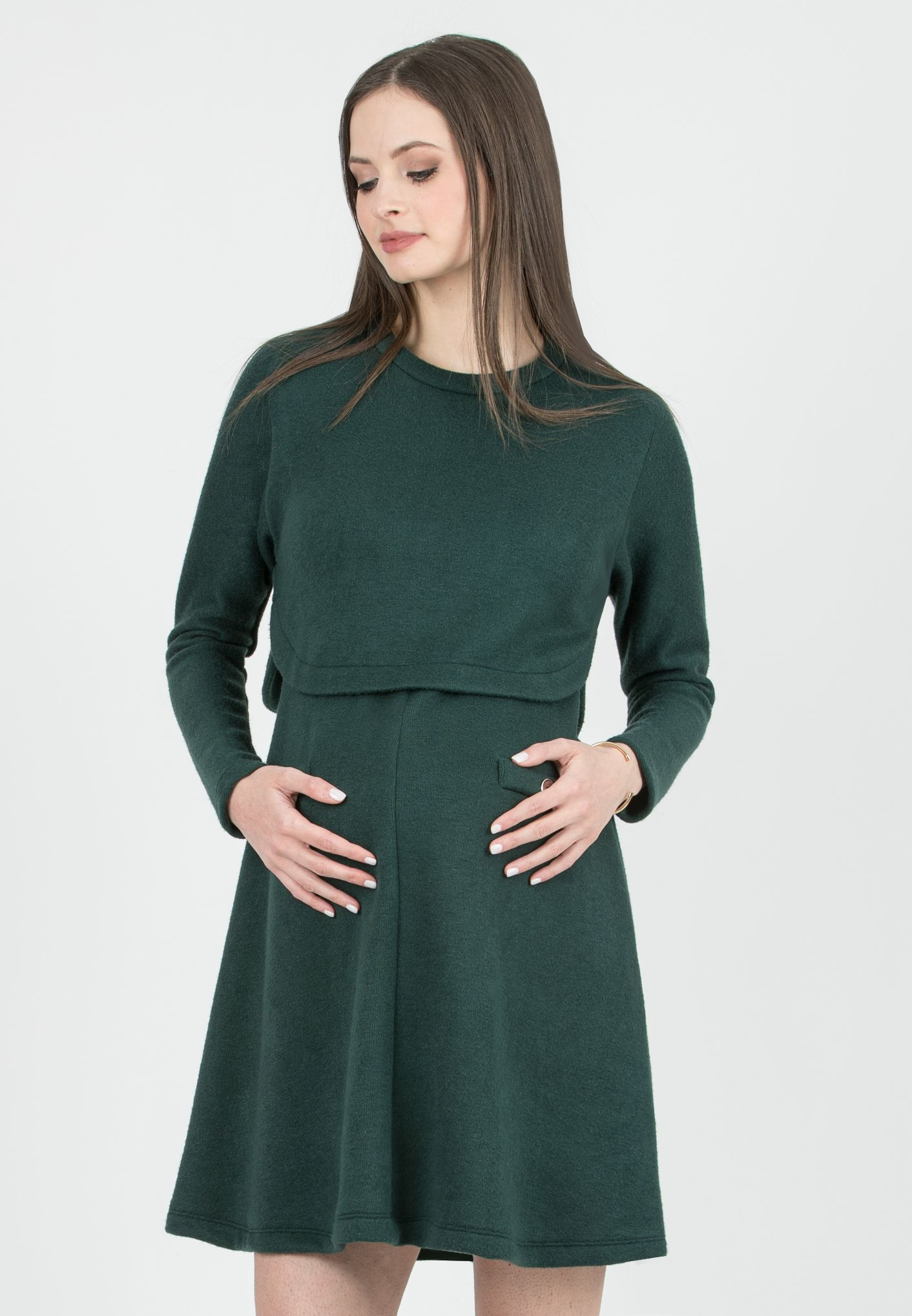 ROSSELLA - Two Piece Knit Maternity & Nursing Dress Set (Smeraldo)