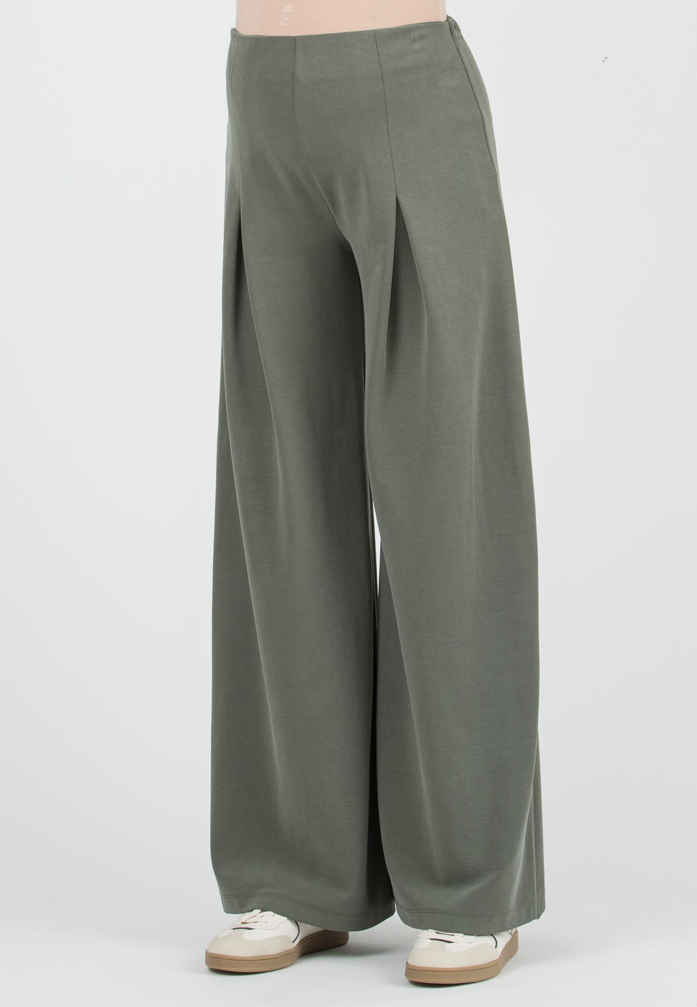JAMIE - Pantaloni Premaman in Modal con Pieghe a Soffietto (Verde Militare, XS)