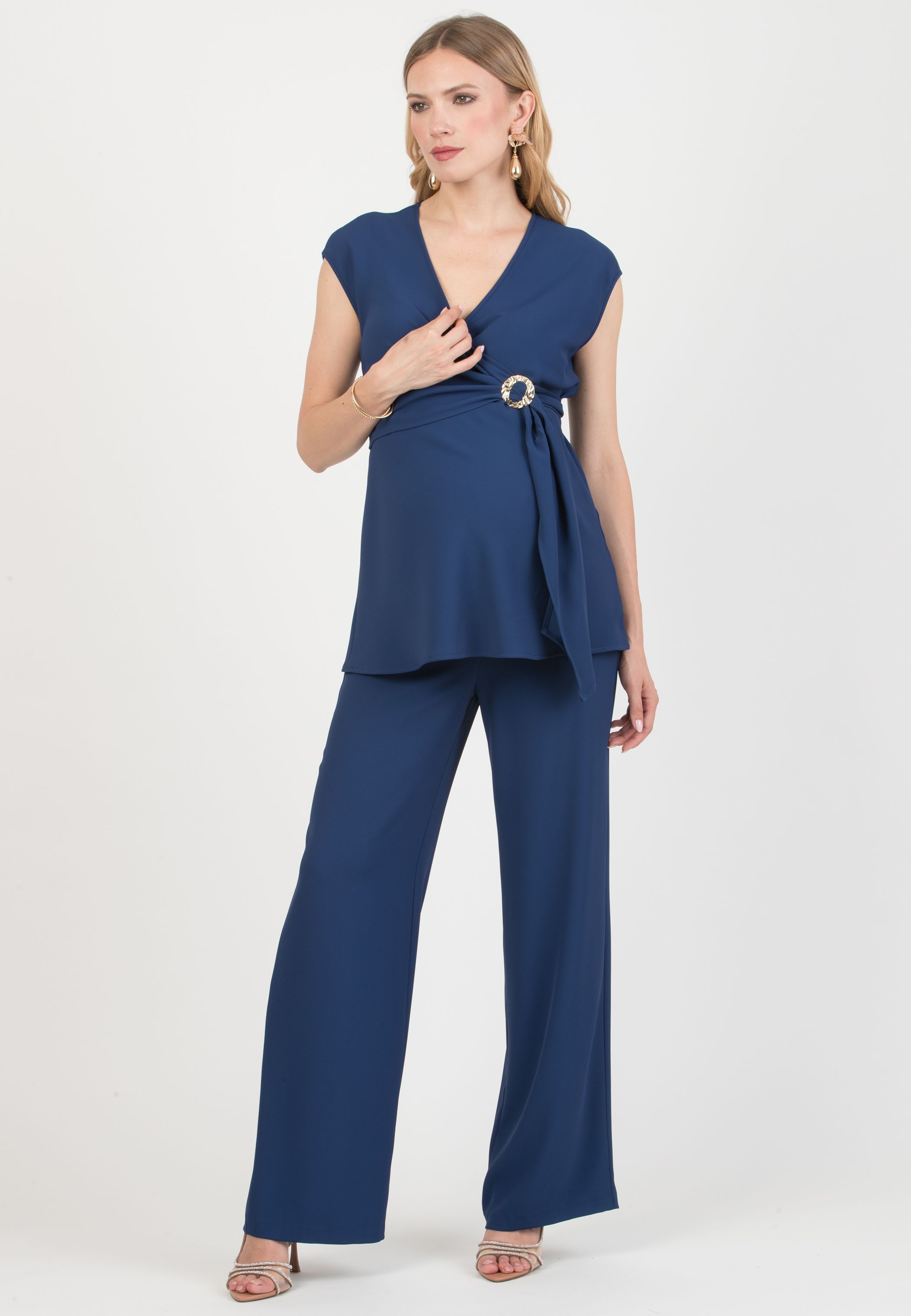 KIMBERLY – Maternity Palazzo Trousers in Cady (Blu Tampone)