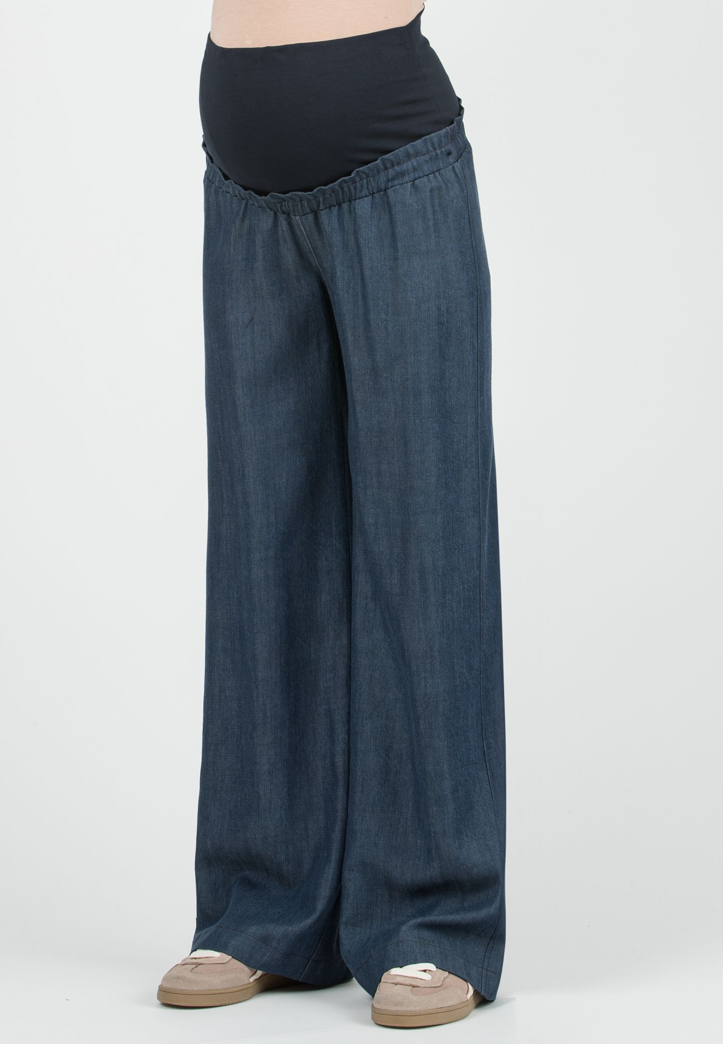 GUENDALINA J - Maternity Wide-Leg Jeans with Low Waist in Lyocell (Blu Scuro)