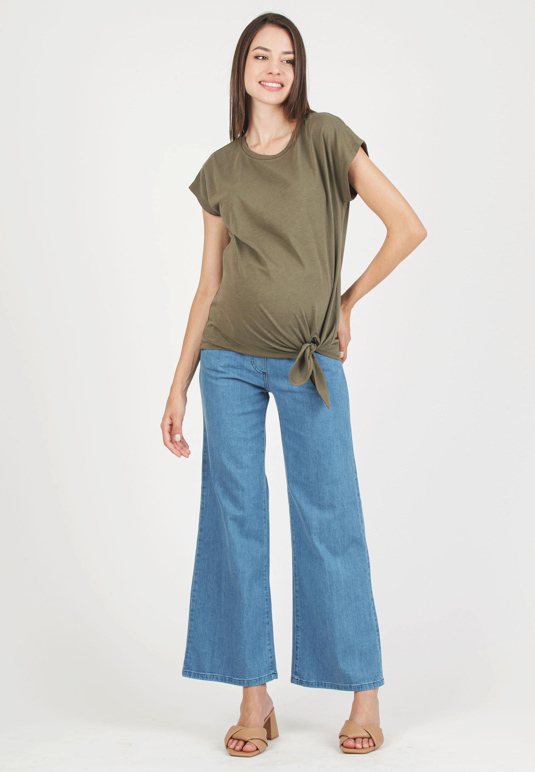 URSULA - Maternity T-shirt with Knot on Side (Army Green, XS)