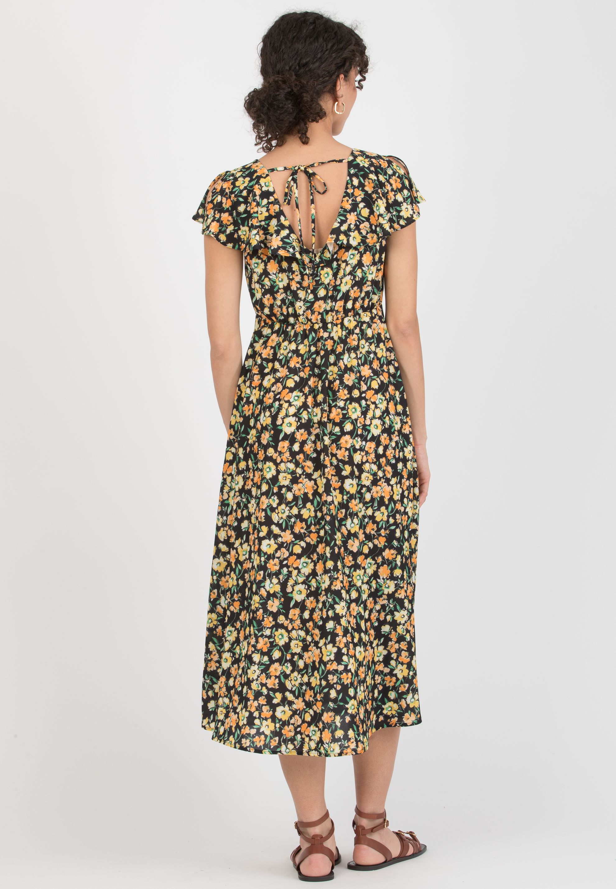 SUMMER - Maternity & Nursing Dress with Buttons and Back Neckline (Black, XS)