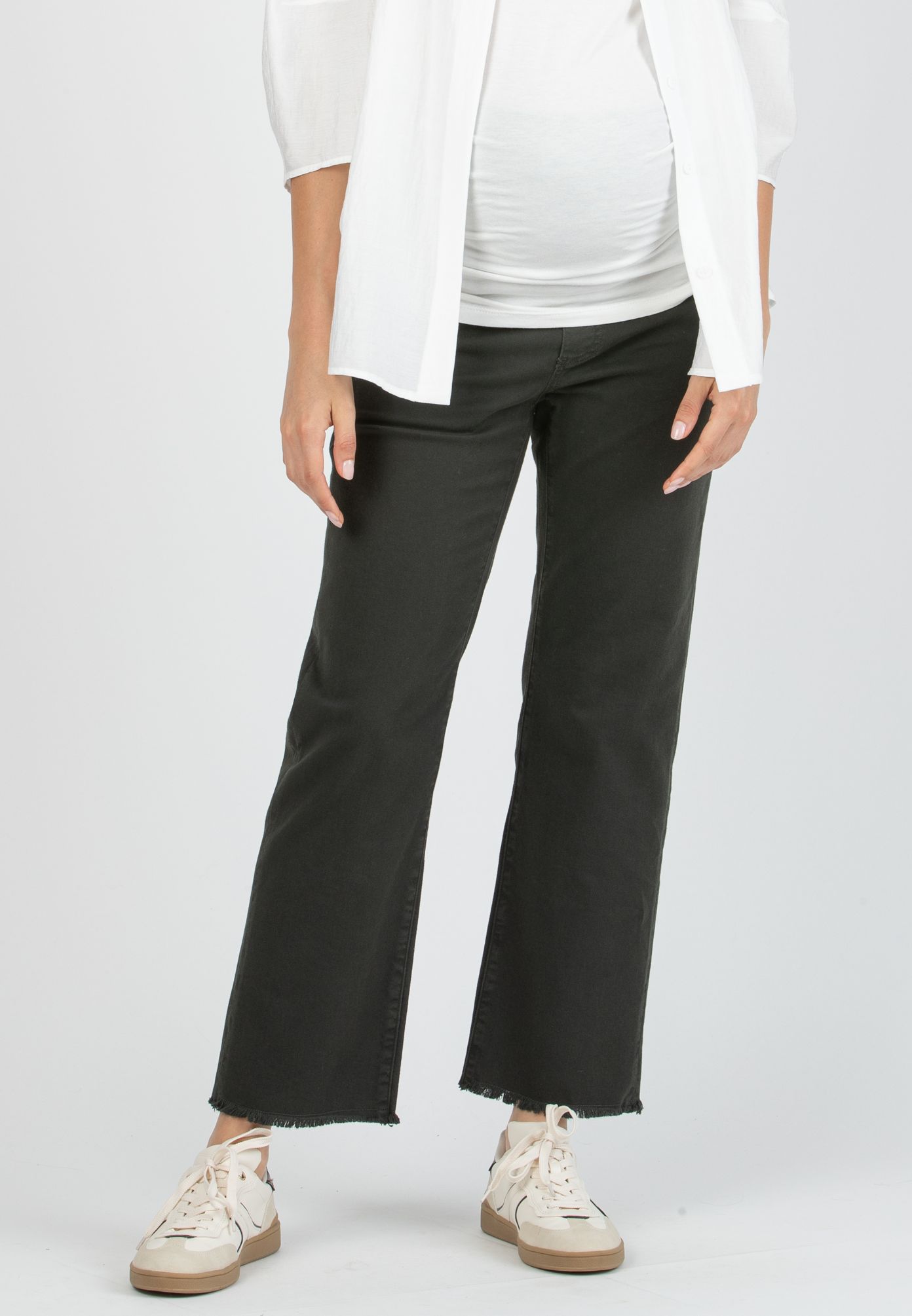 GIADA - Colorful Maternity Straight Jeans with Fringed Hem (Verde)