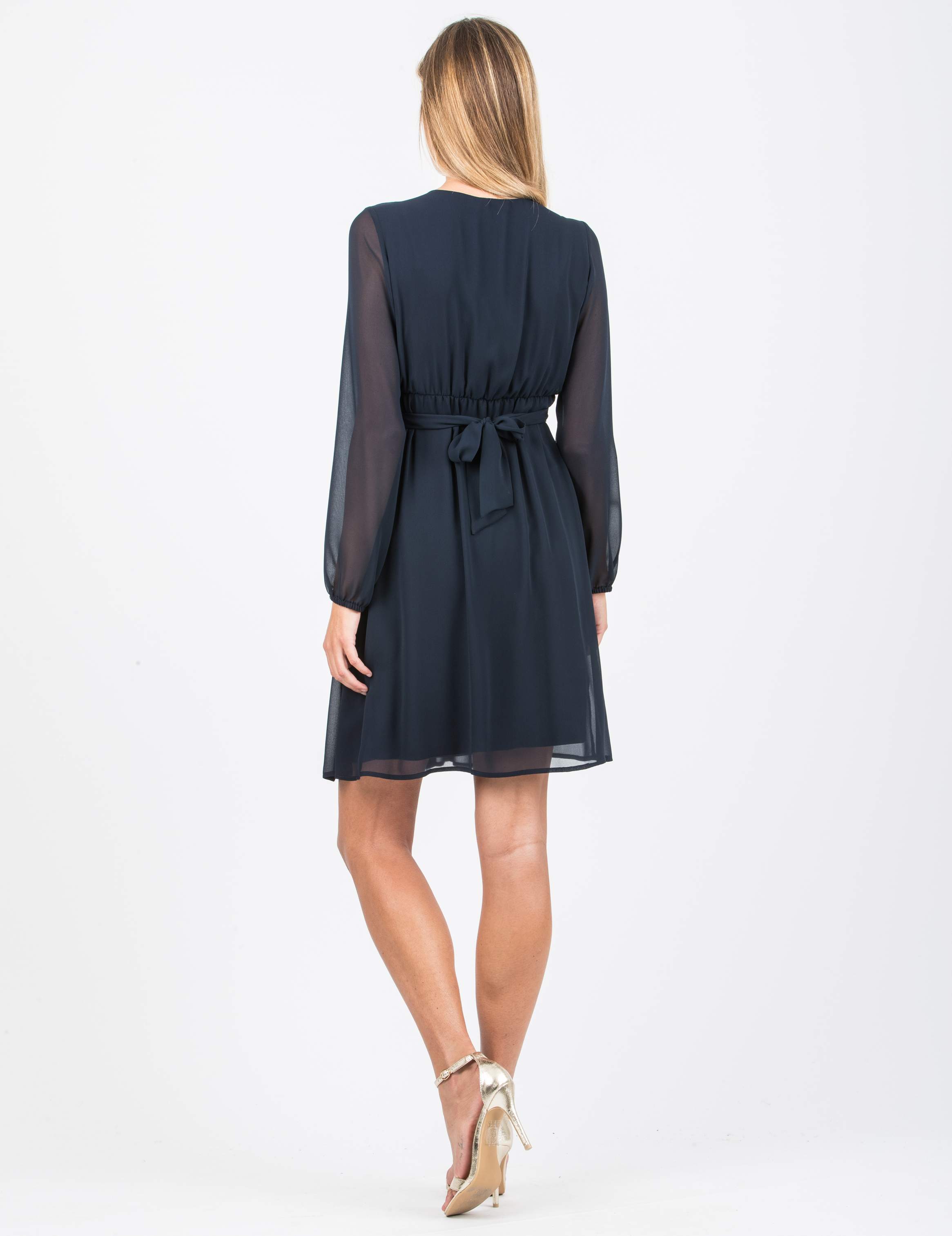 SARA - Abito Premaman & Allattamento in Chiffon (Blu Scuro, XS)